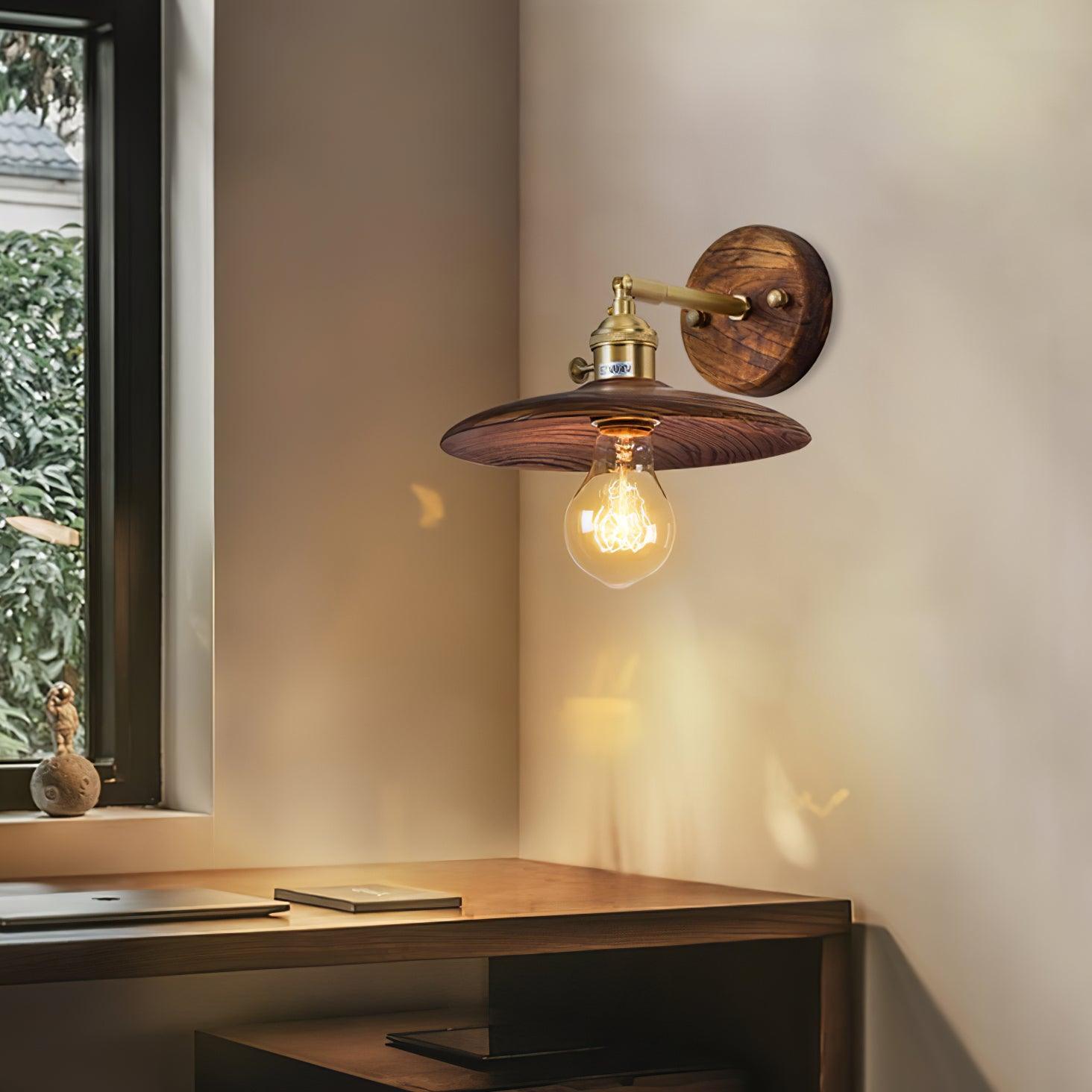 Walnut Flared Wall Light - Lumpaz