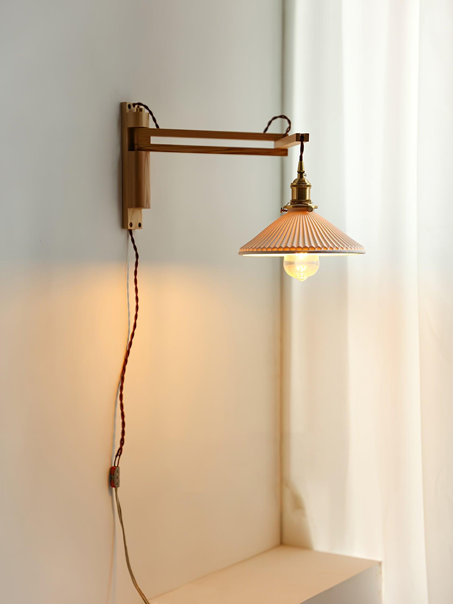 Walnut Swing Arm Wall Lamp - Lumpaz