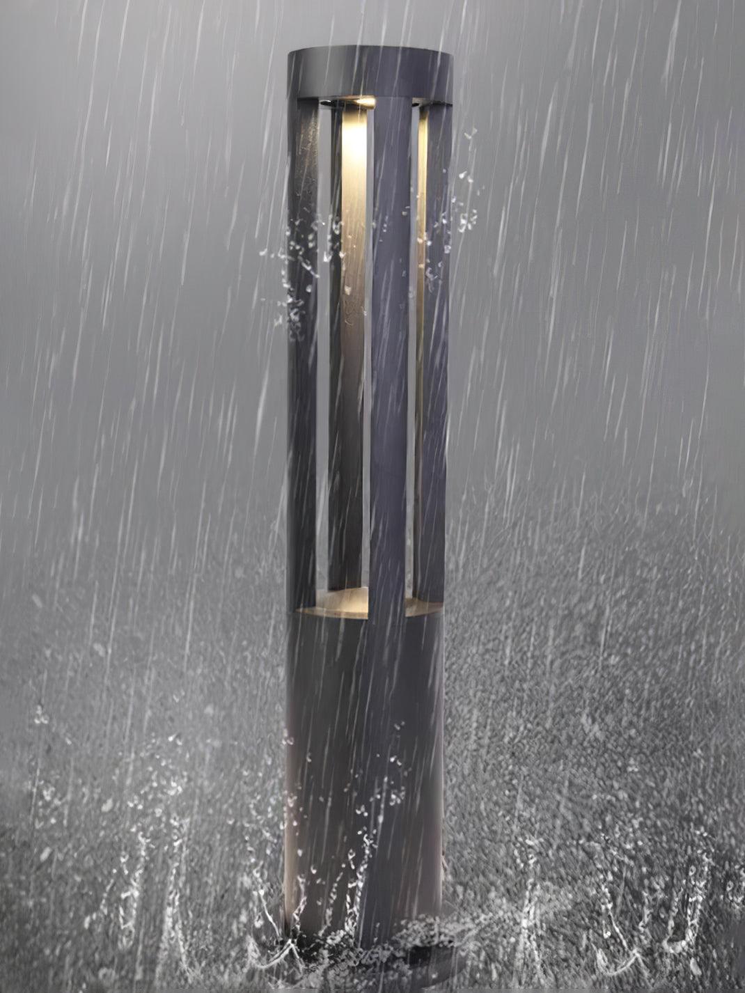 Black Cylindrical Garden Outdoor Light with Solar Panel - Lumpaz