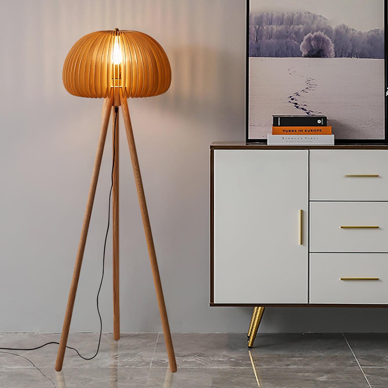 Wooden Pumpkin Floor Lamp - Lumpaz