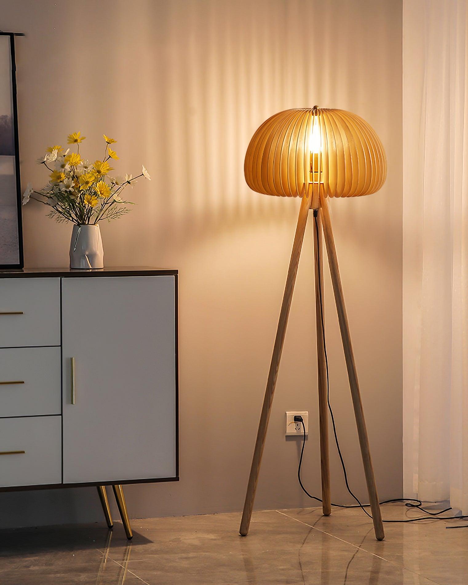 Wooden Pumpkin Floor Lamp - Lumpaz
