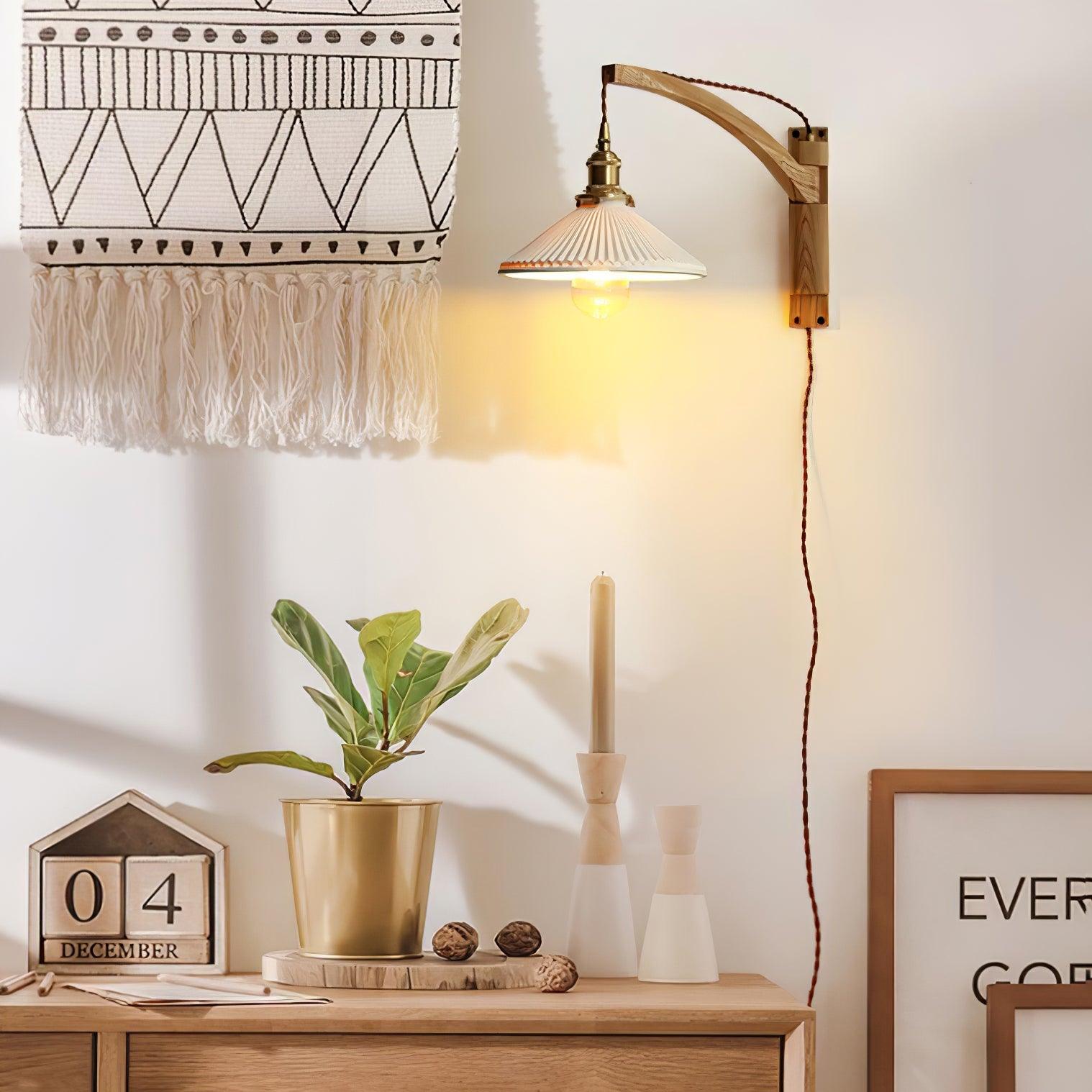 Walnut Swing Arm Wall Lamp - Lumpaz