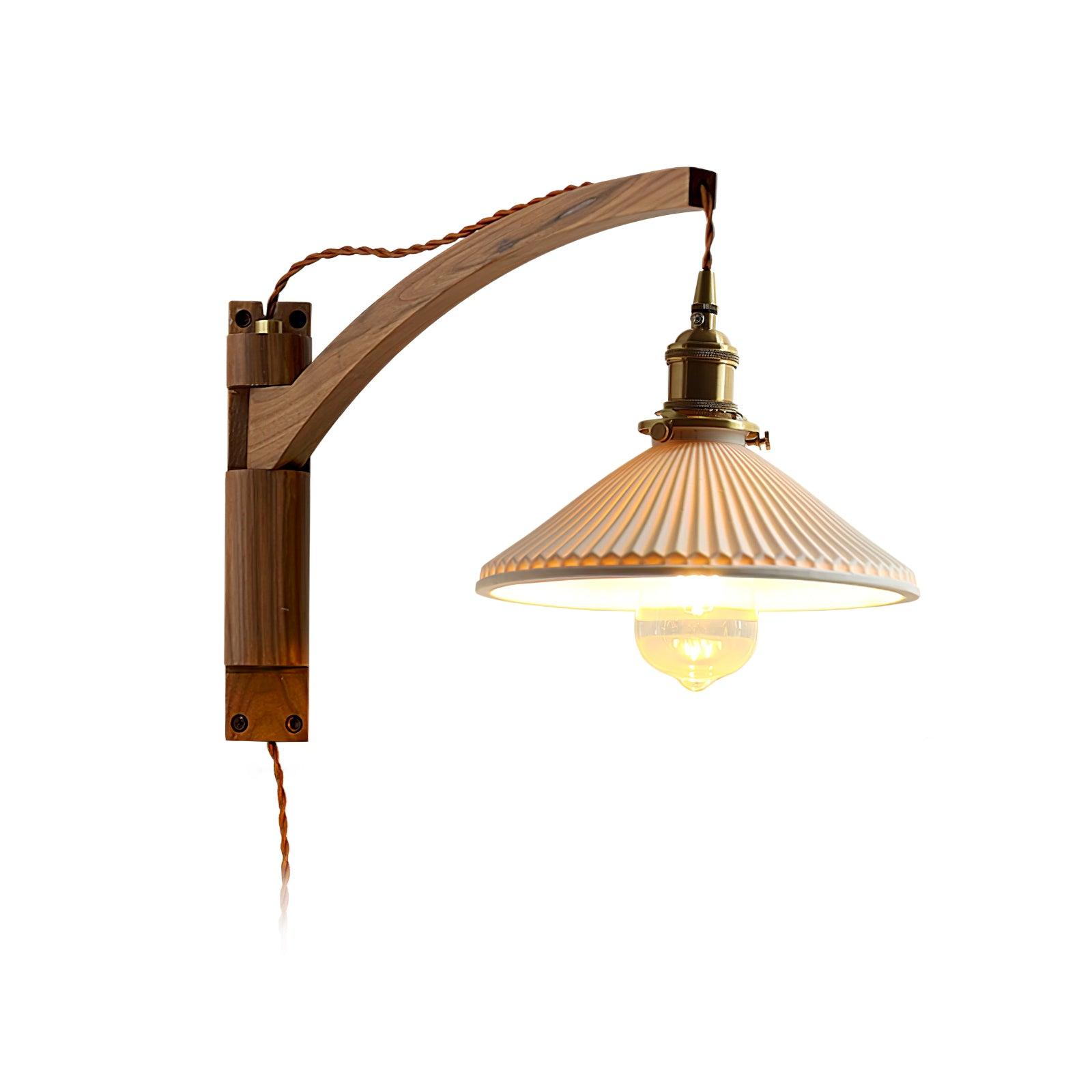 Walnut Swing Arm Wall Lamp - Lumpaz