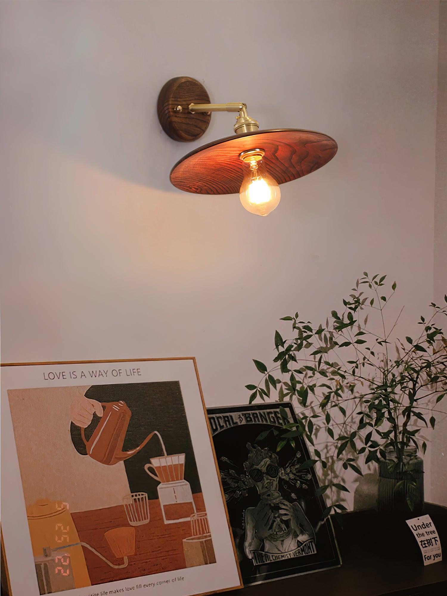 Walnut Flared Wall Light - Lumpaz