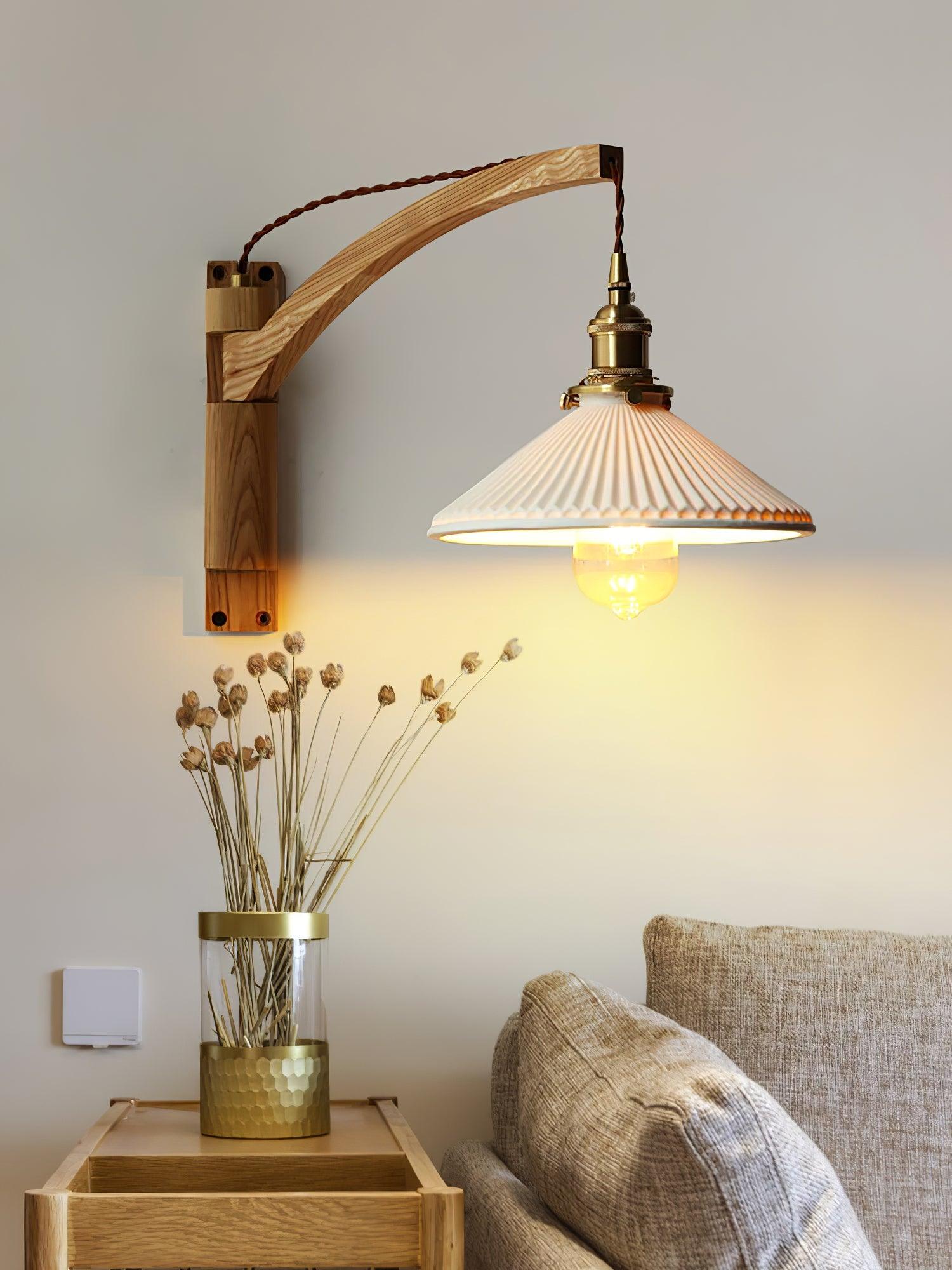 Walnut Swing Arm Wall Lamp - Lumpaz