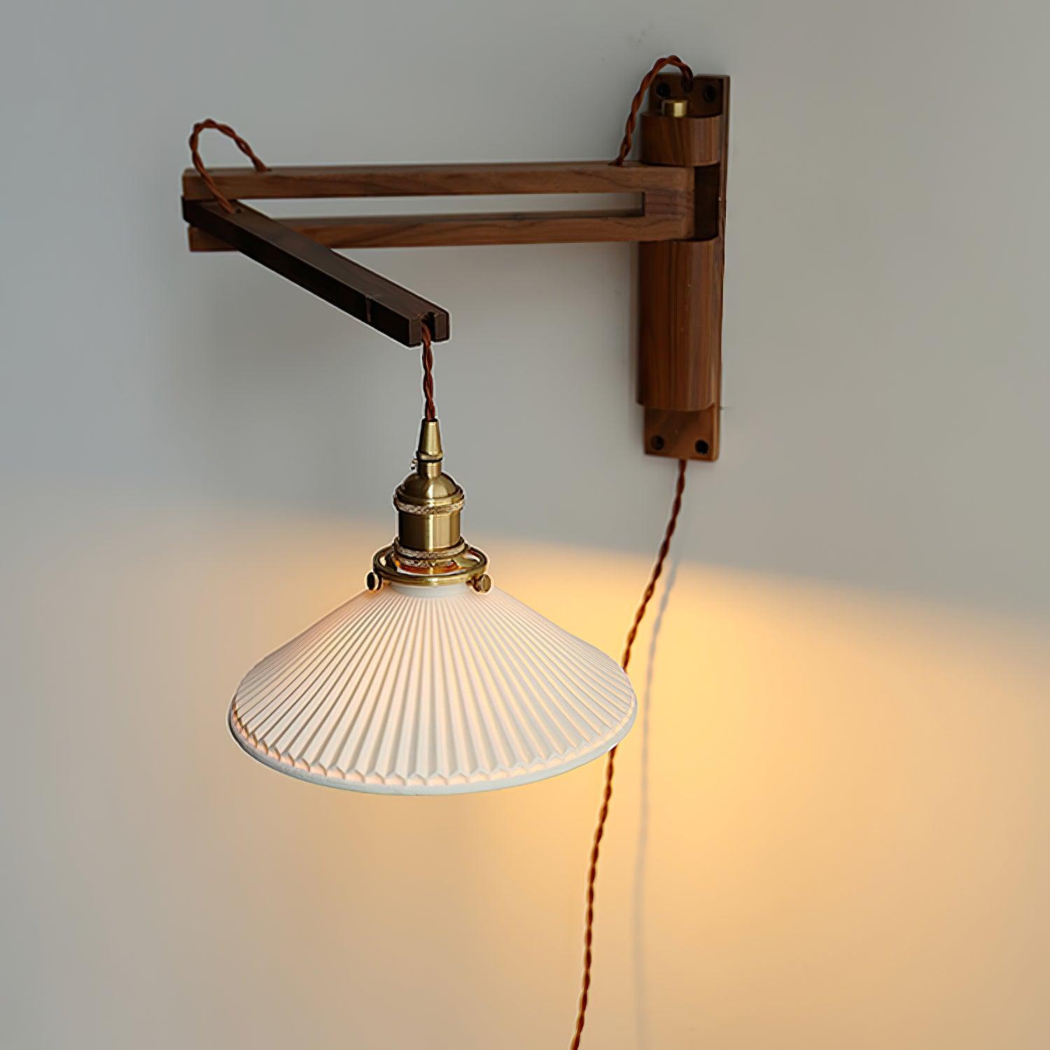 Walnut Swing Arm Wall Lamp - Lumpaz