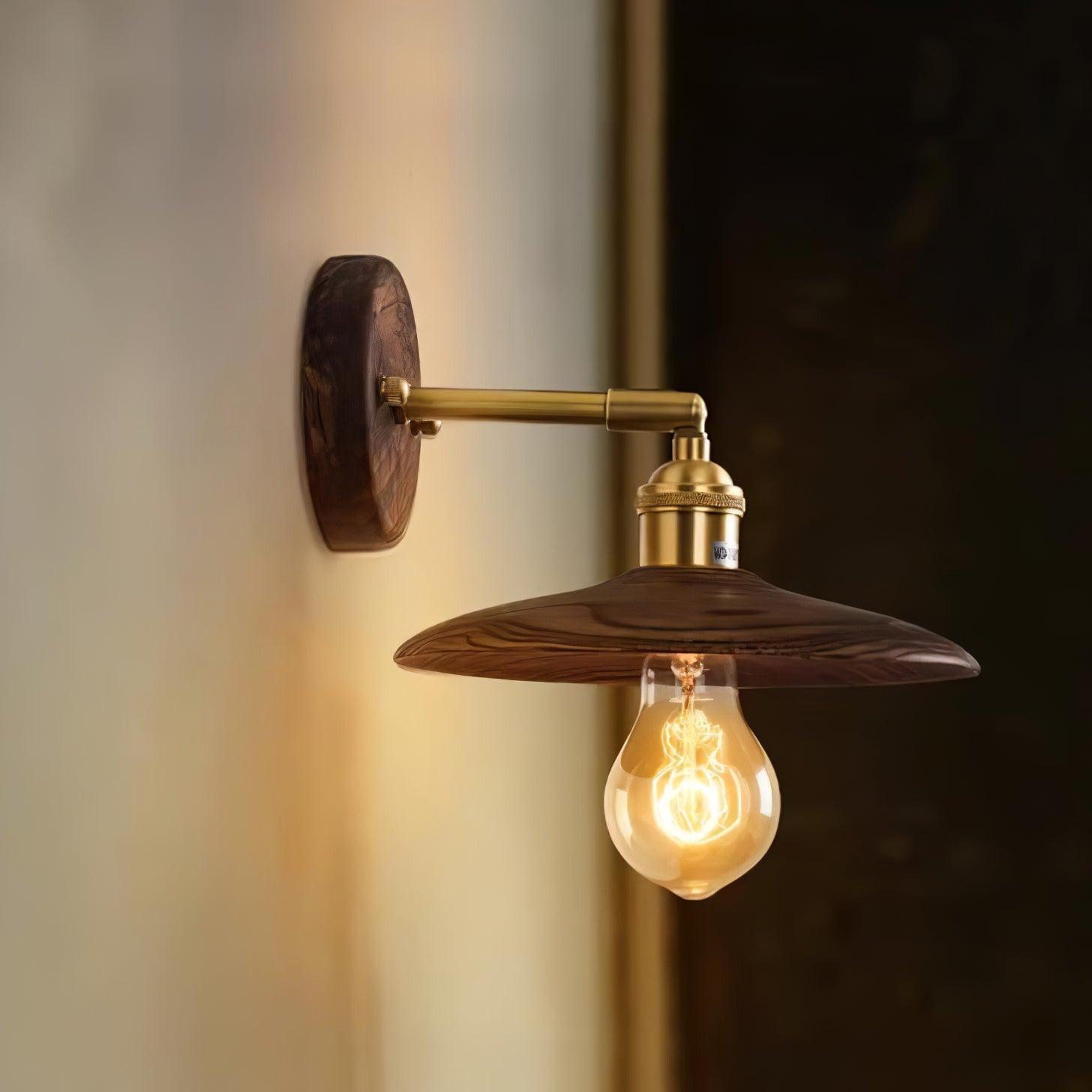Walnut Flared Wall Light - Lumpaz
