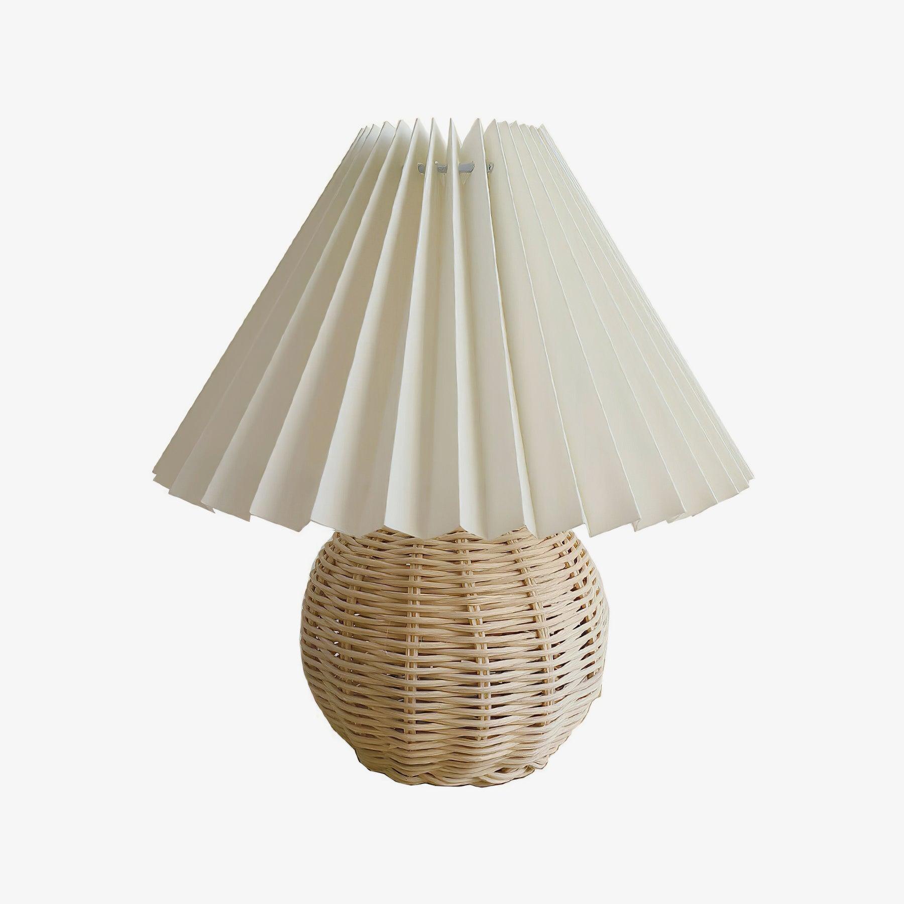 Rattan Pleated Built-in Battery Table lamp - Lumpaz