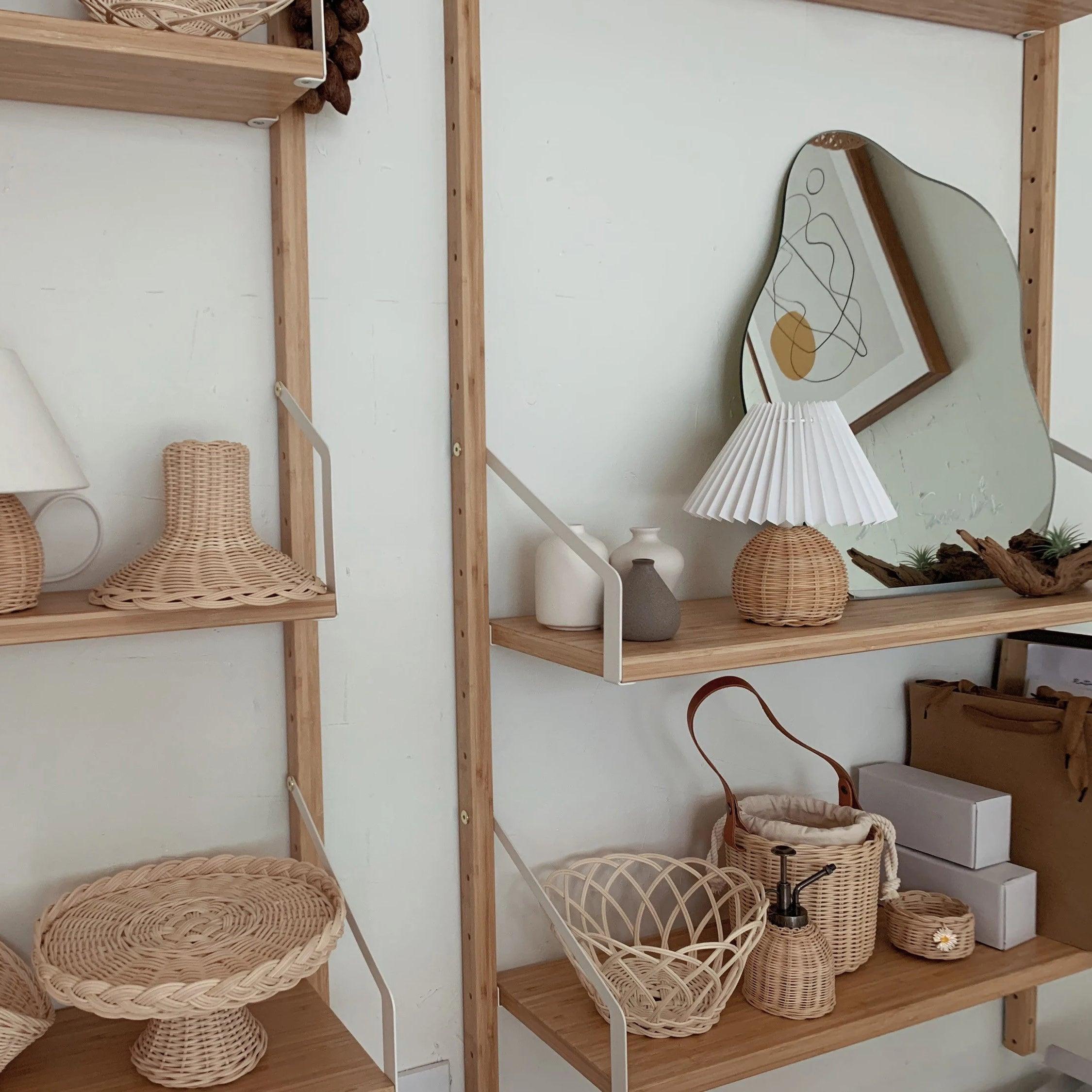 Rattan Pleated Built-in Battery Table lamp - Lumpaz