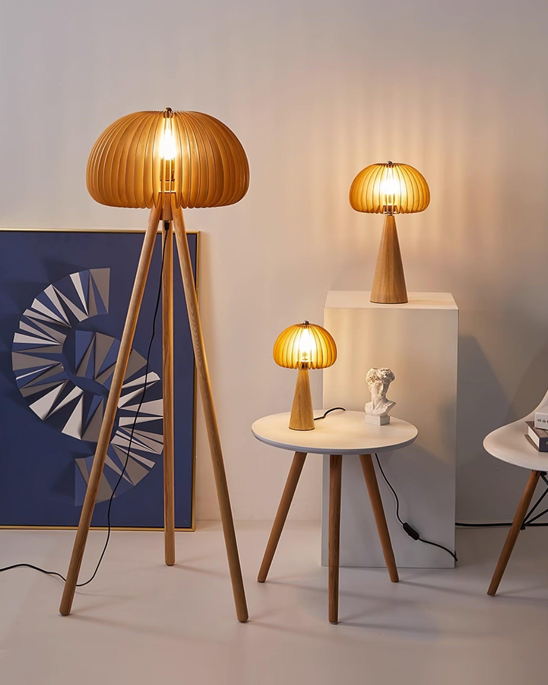 Wooden Pumpkin Floor Lamp - Lumpaz