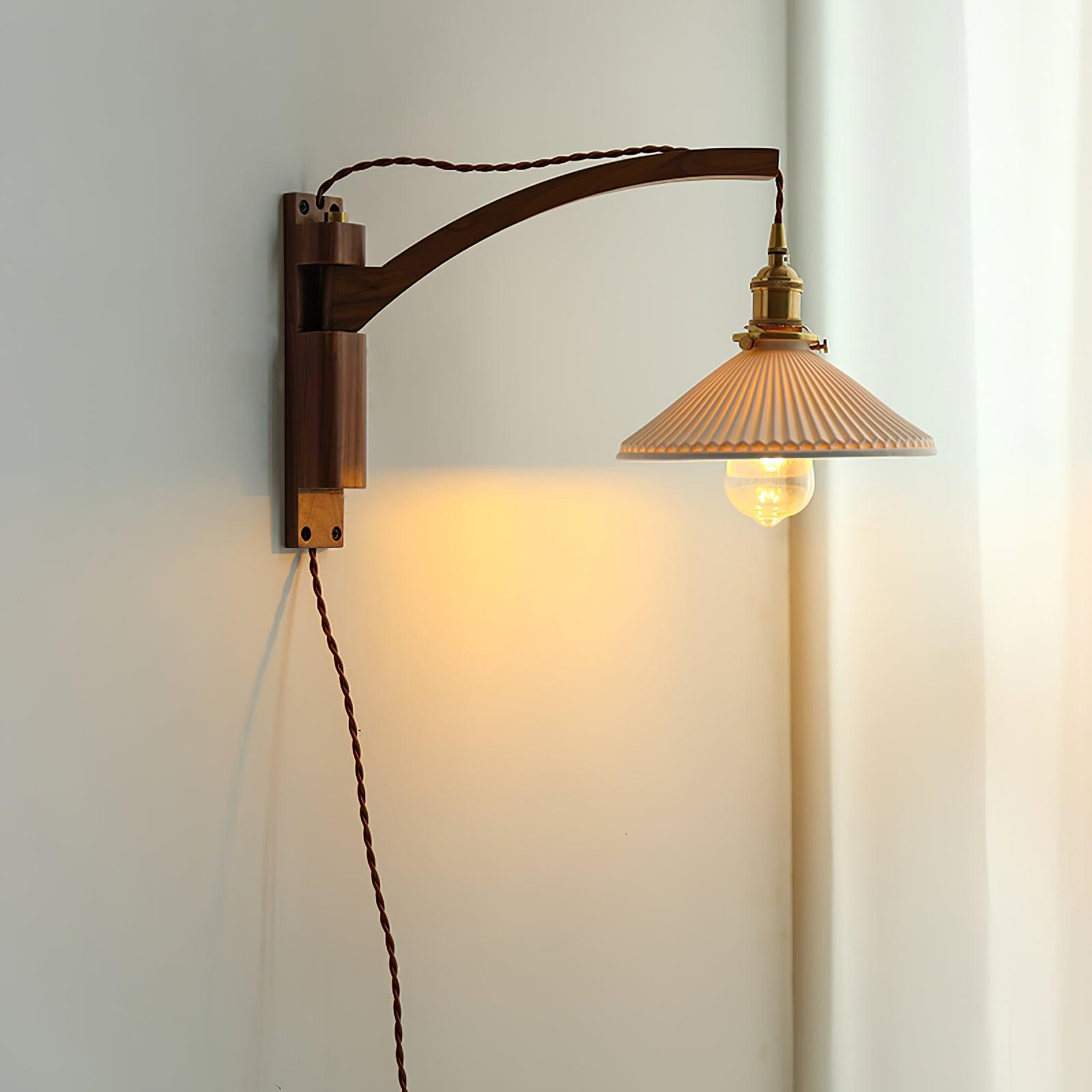 Walnut Swing Arm Wall Lamp - Lumpaz