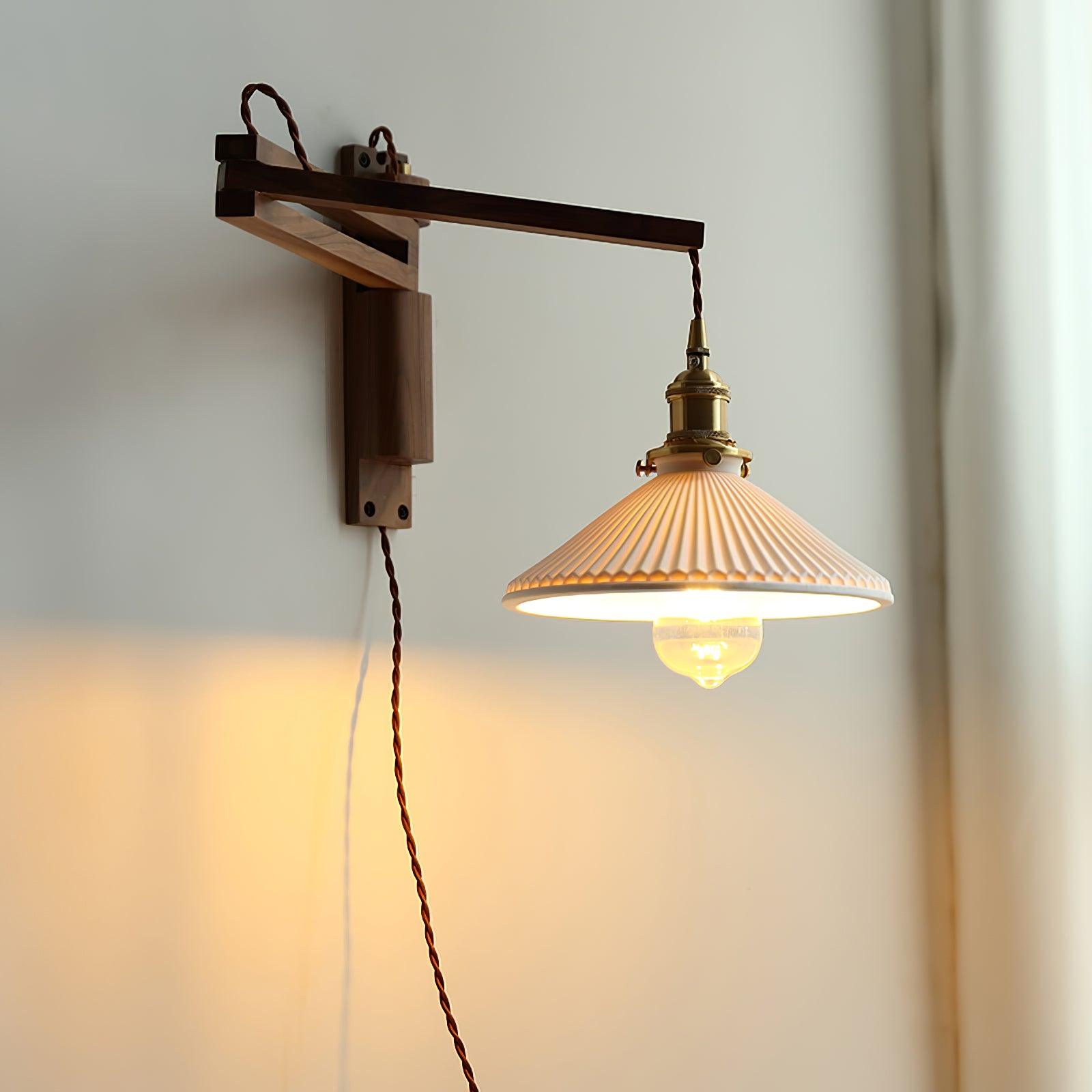 Walnut Swing Arm Wall Lamp - Lumpaz