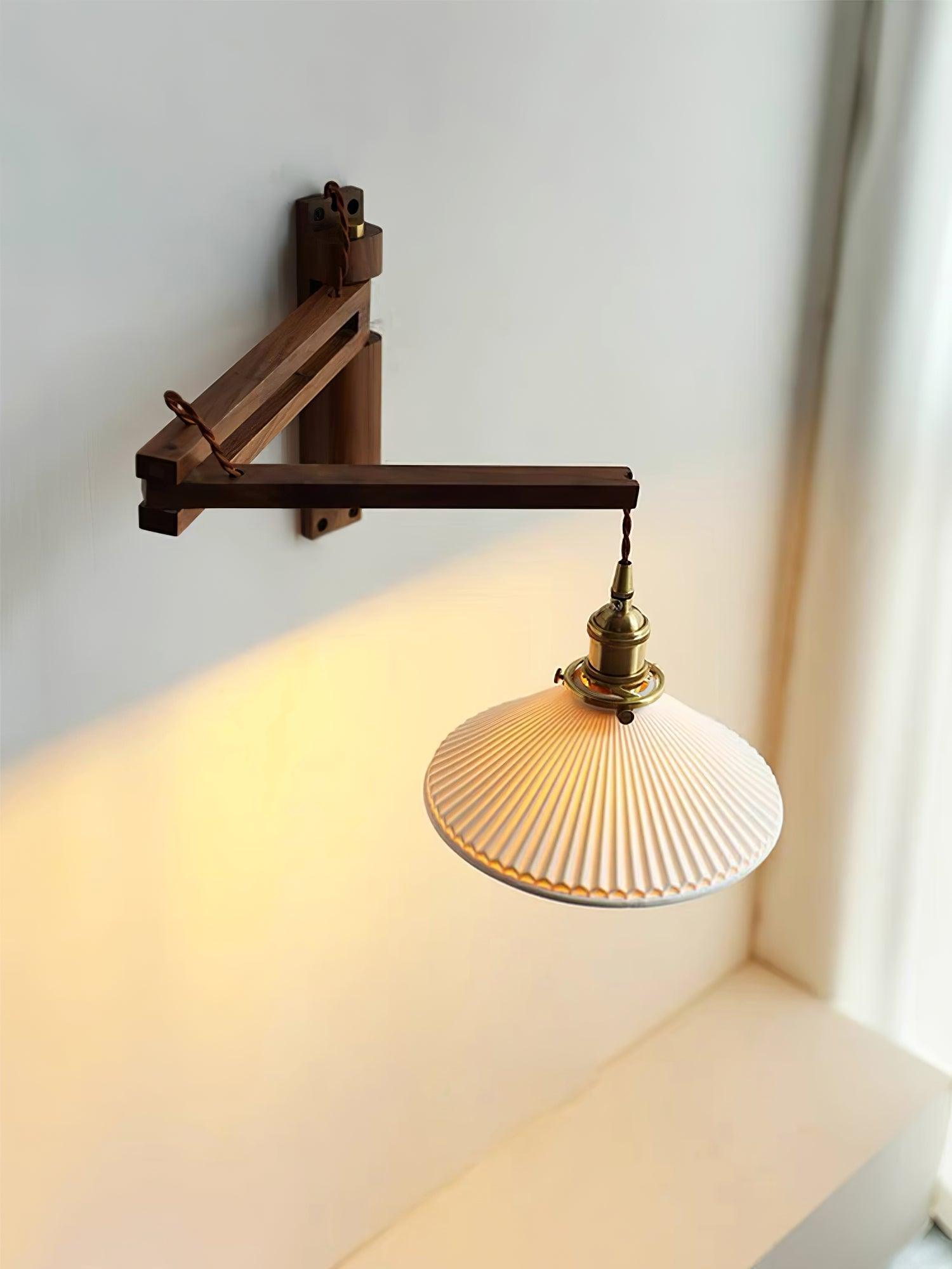 Walnut Swing Arm Wall Lamp - Lumpaz