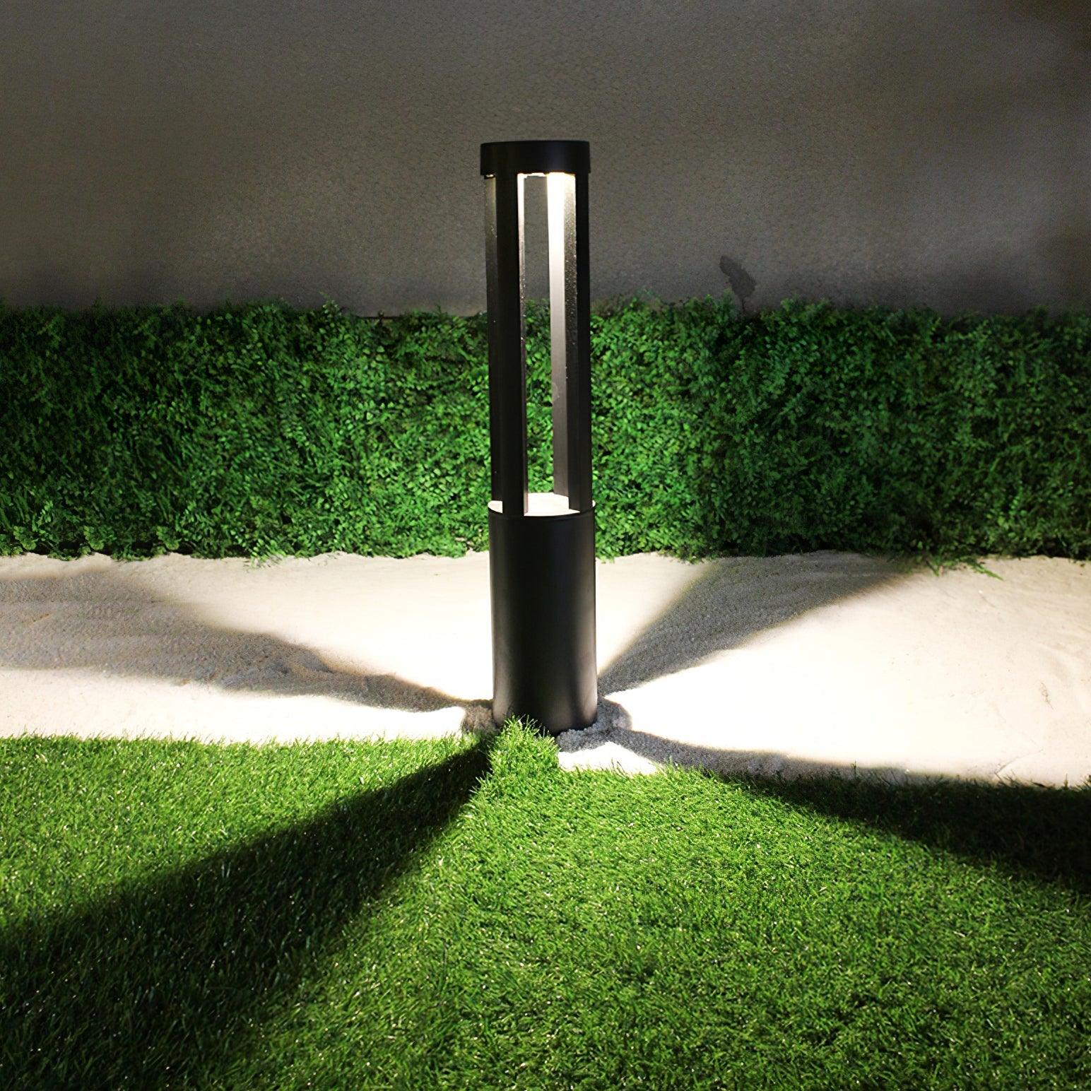 Black Cylindrical Garden Outdoor Light with Solar Panel - Lumpaz