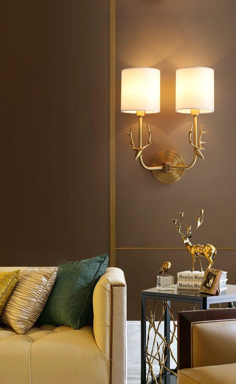 Brass Deer Head Wall Light - Lumpaz