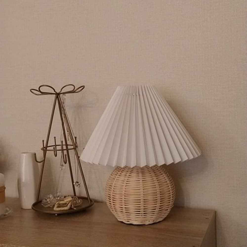 Rattan Pleated Built-in Battery Table lamp - Lumpaz