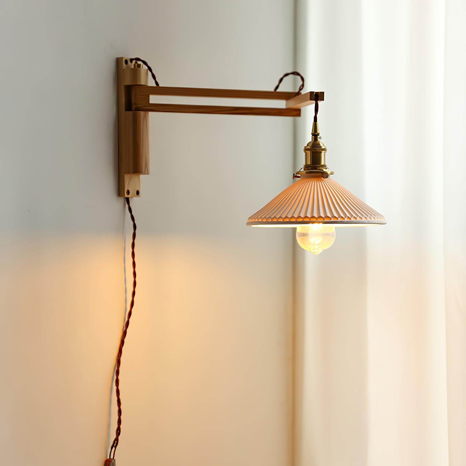 Walnut Swing Arm Wall Lamp - Lumpaz