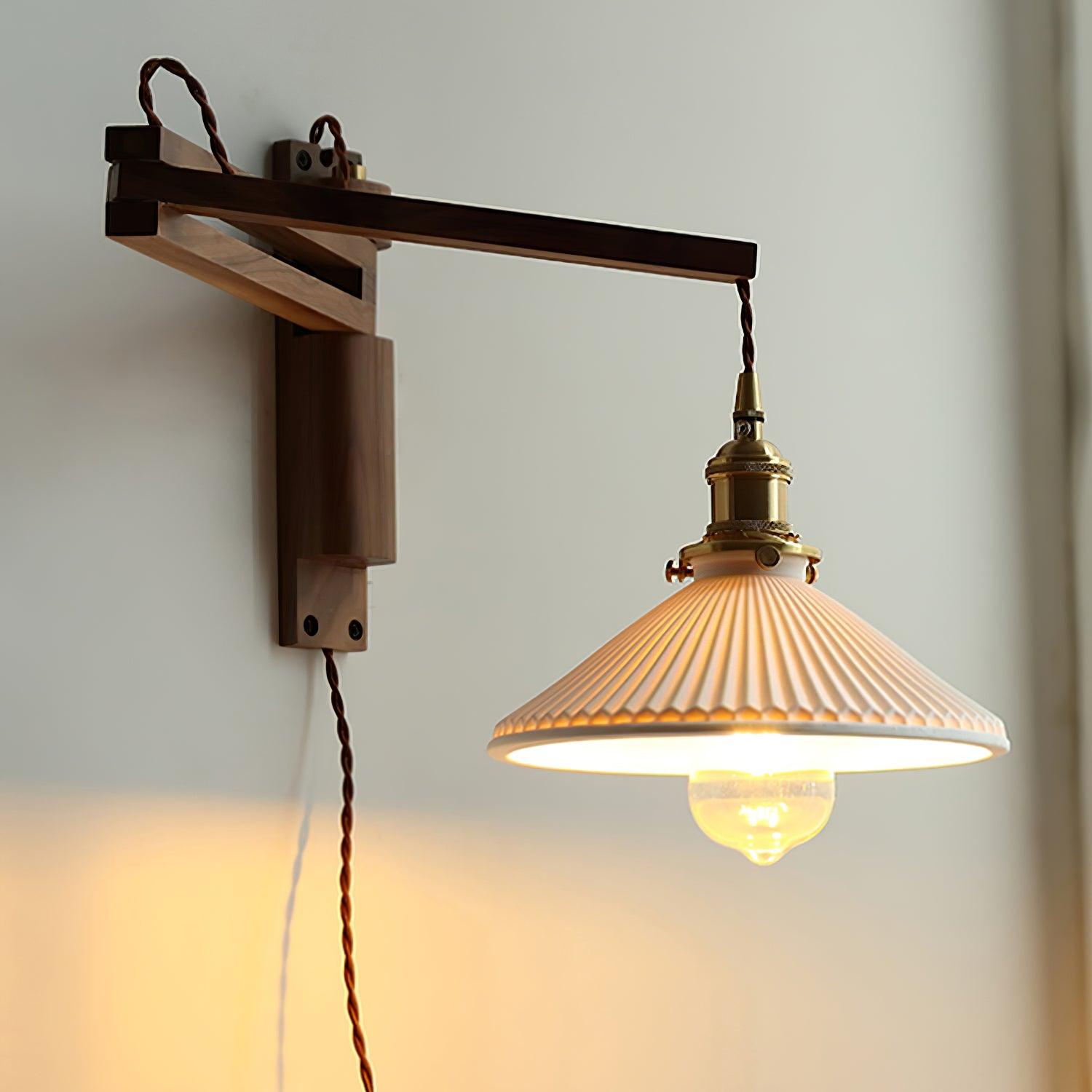 Walnut Swing Arm Wall Lamp - Lumpaz