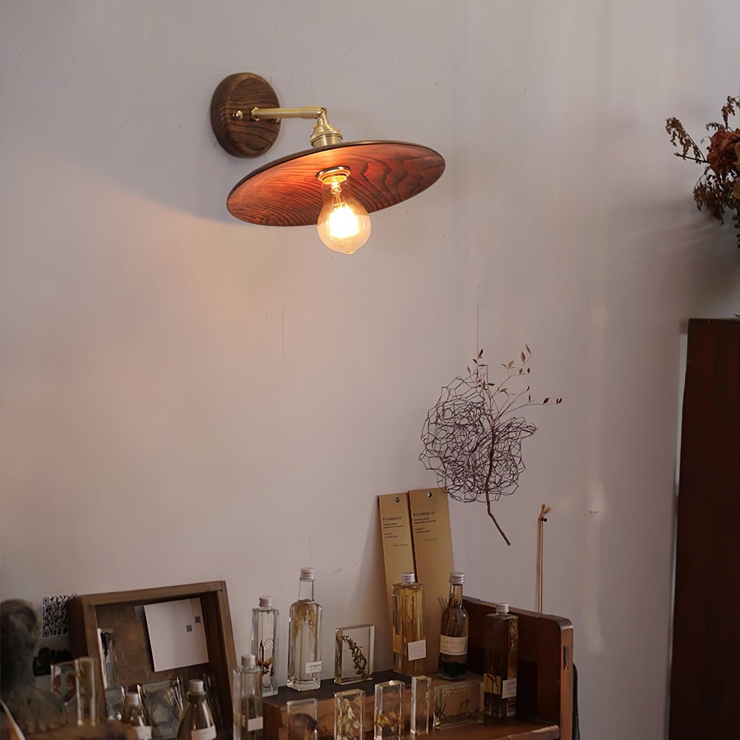 Walnut Flared Wall Light - Lumpaz