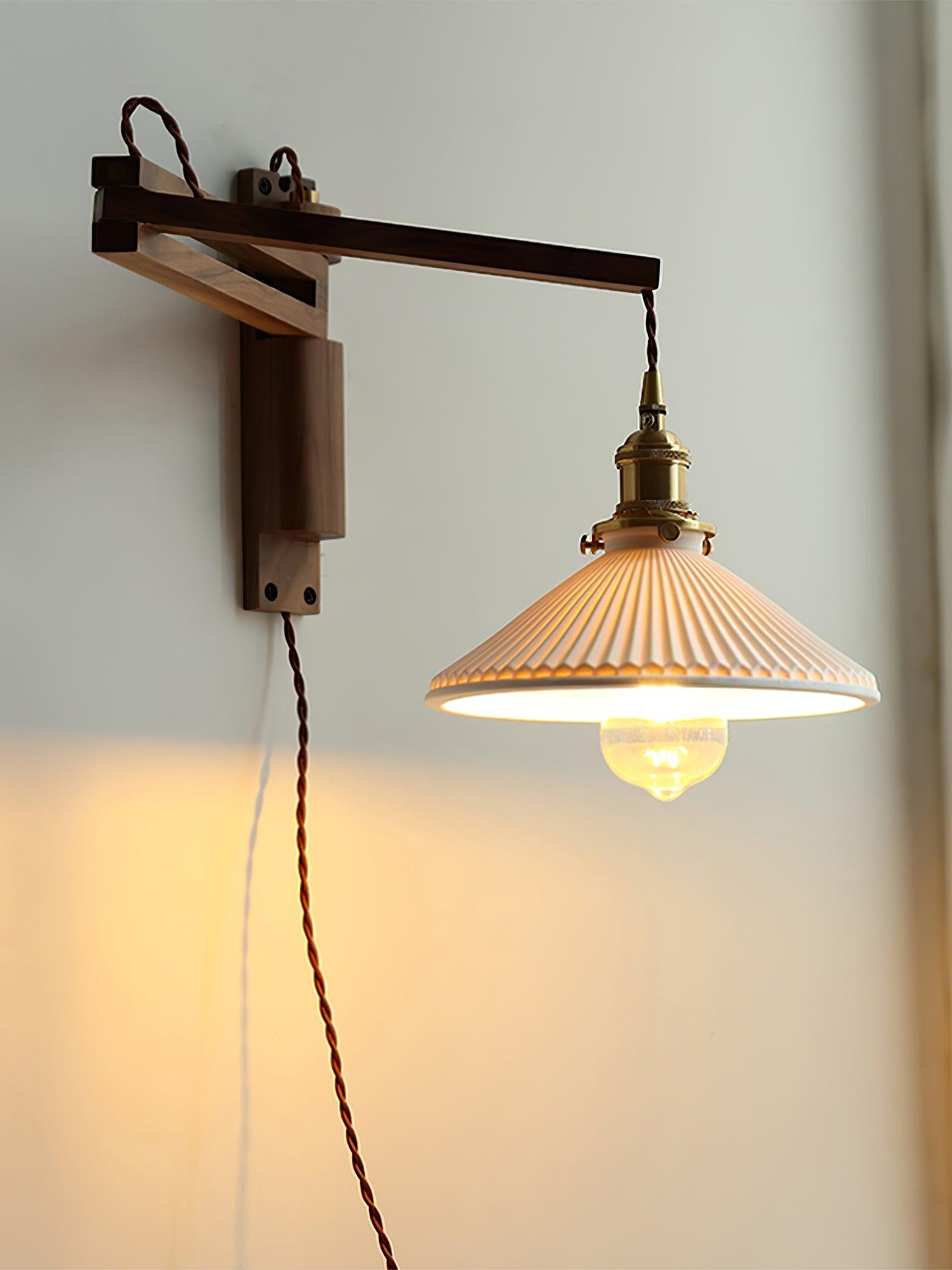 Walnut Swing Arm Wall Lamp - Lumpaz