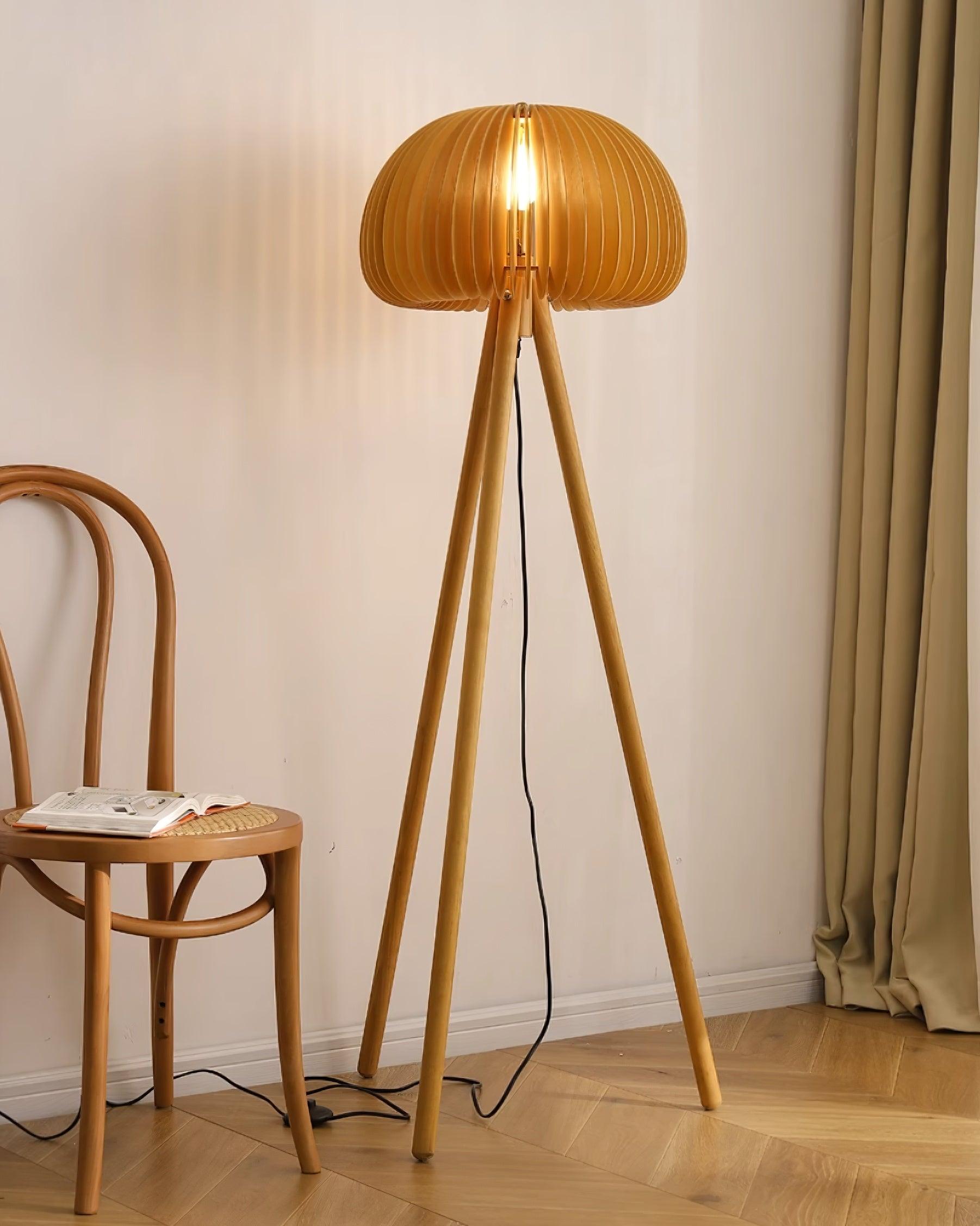 Wooden Pumpkin Floor Lamp - Lumpaz