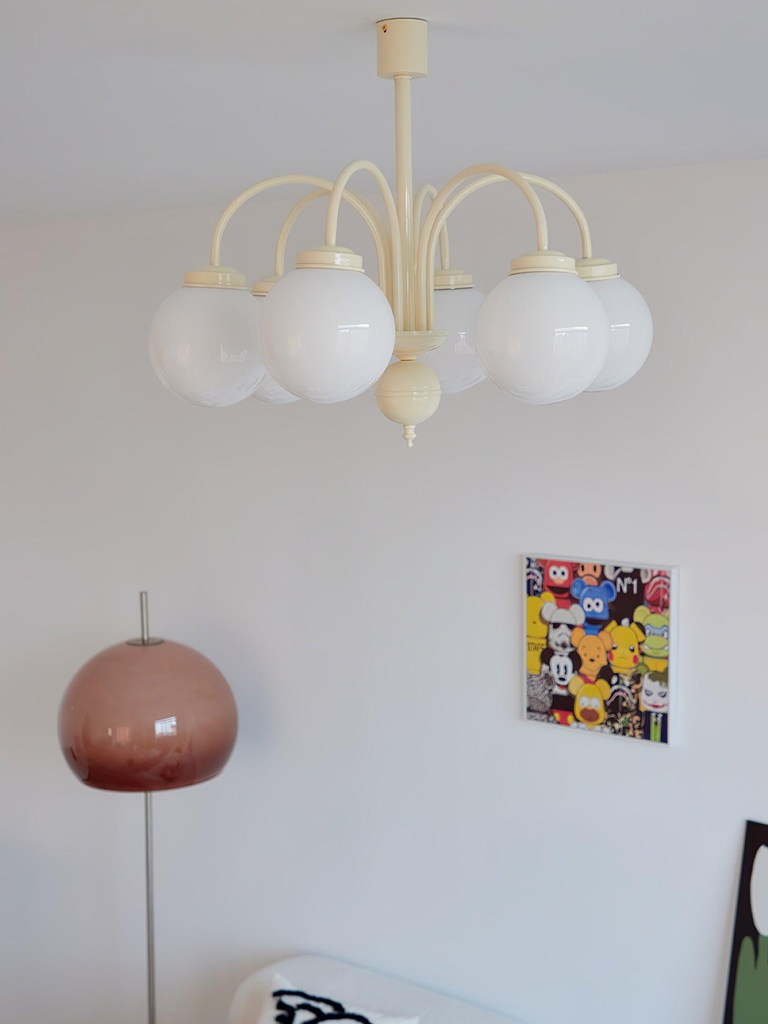 Cream Glass Sphere Chandelier - Lumpaz