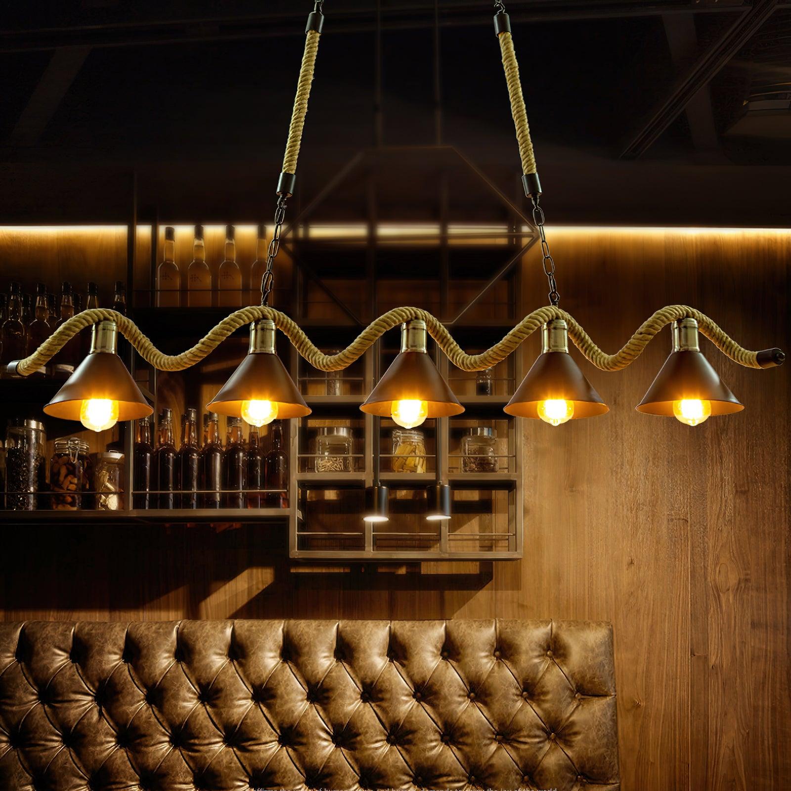Hemp Rope Industrial Wave Chandelier - Lumpaz