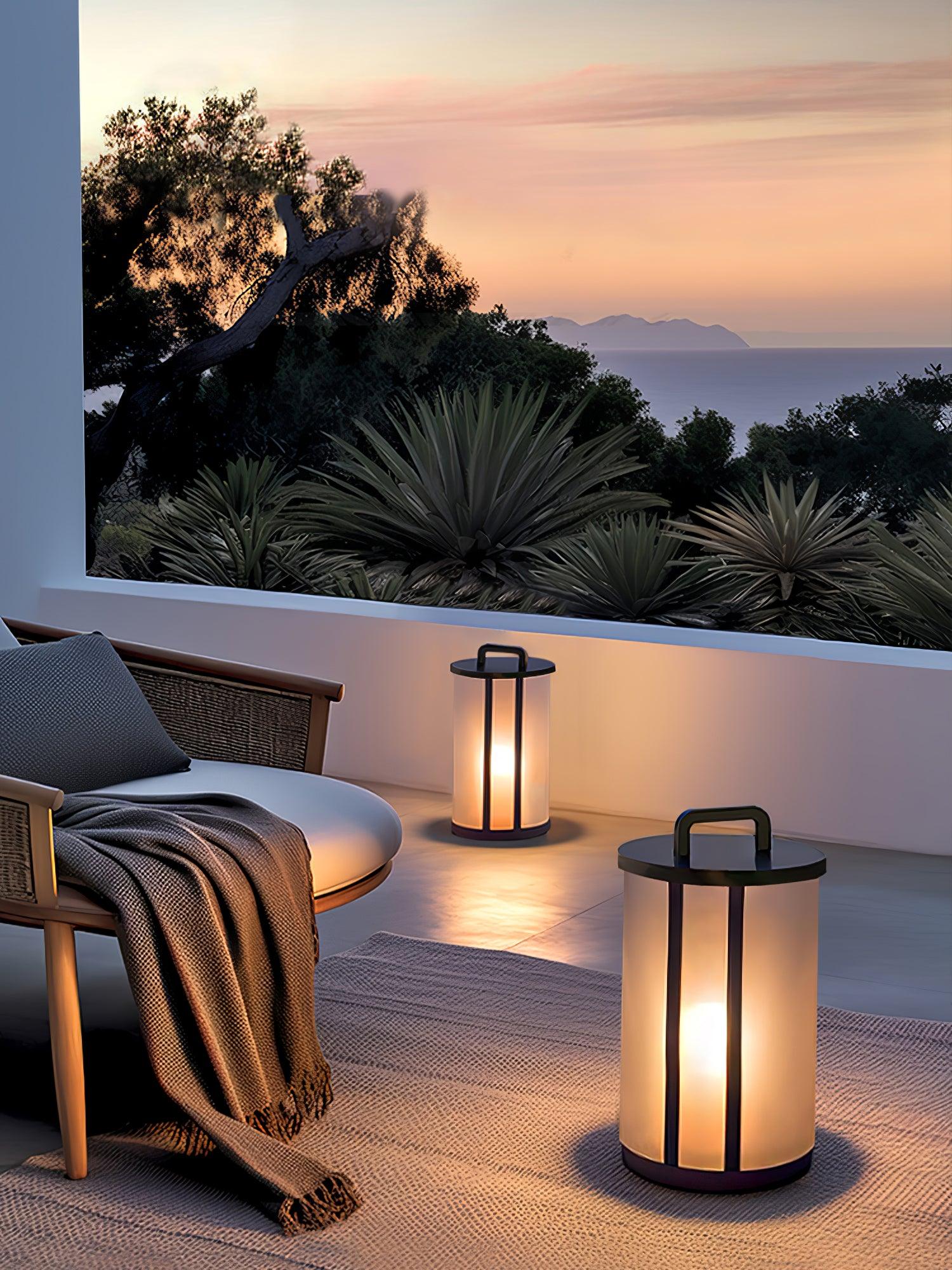 Round Pillar Acrylic Lantern Outdoor Lamp - Lumpaz