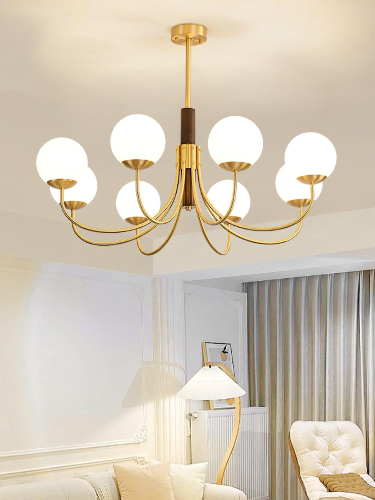 Midas Touch Walnut Sphere Chandelier - Lumpaz