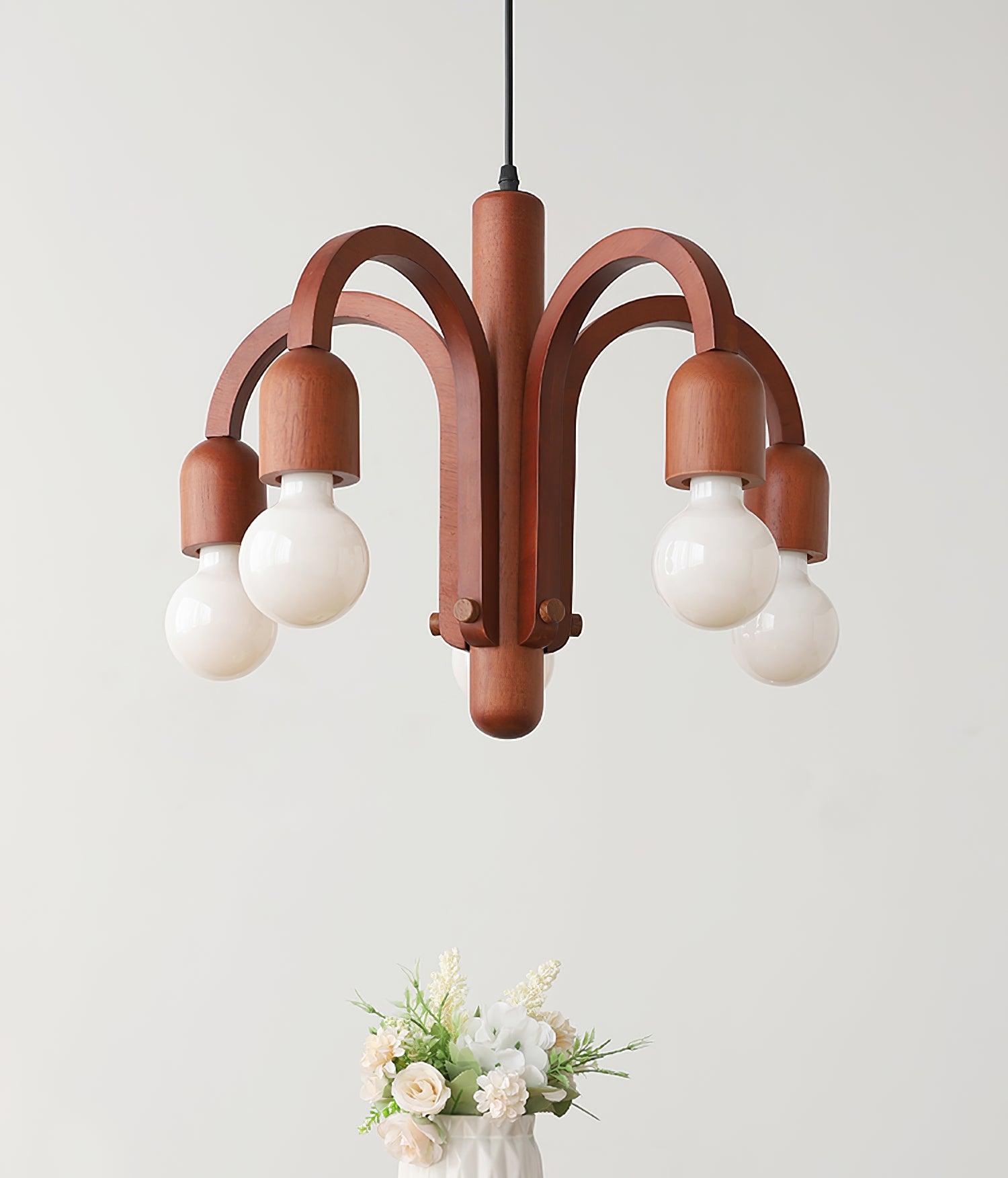 Candela Teak Chandelier - Lumpaz