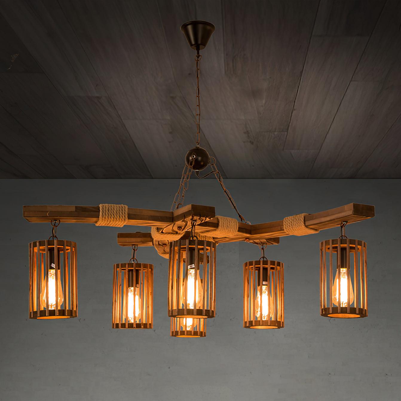 Retro Solid Wood Chandelier - Lumpaz