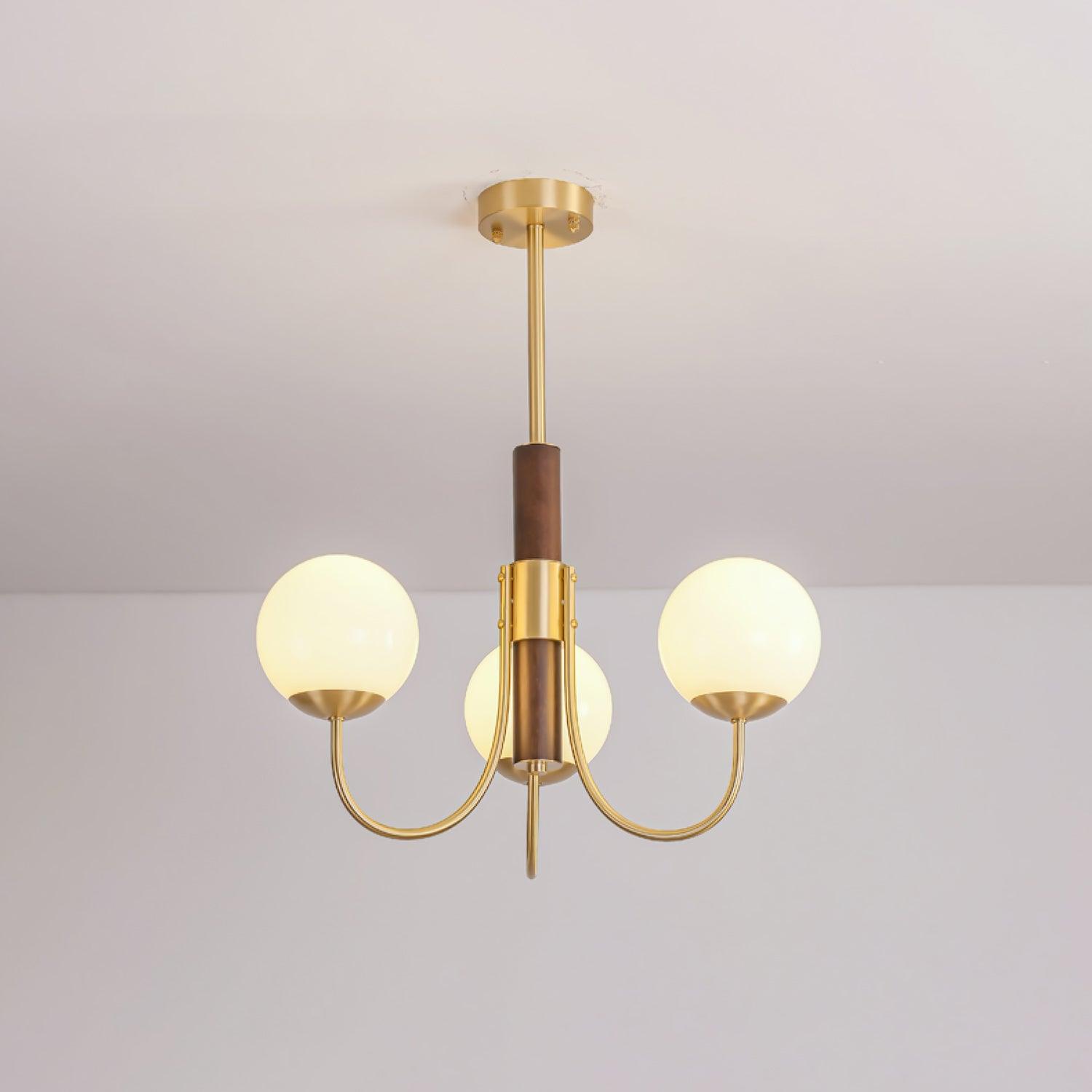 Midas Touch Walnut Sphere Chandelier - Lumpaz