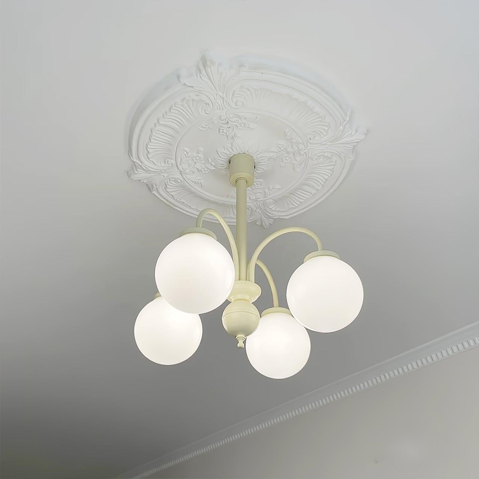 Cream Glass Sphere Chandelier - Lumpaz