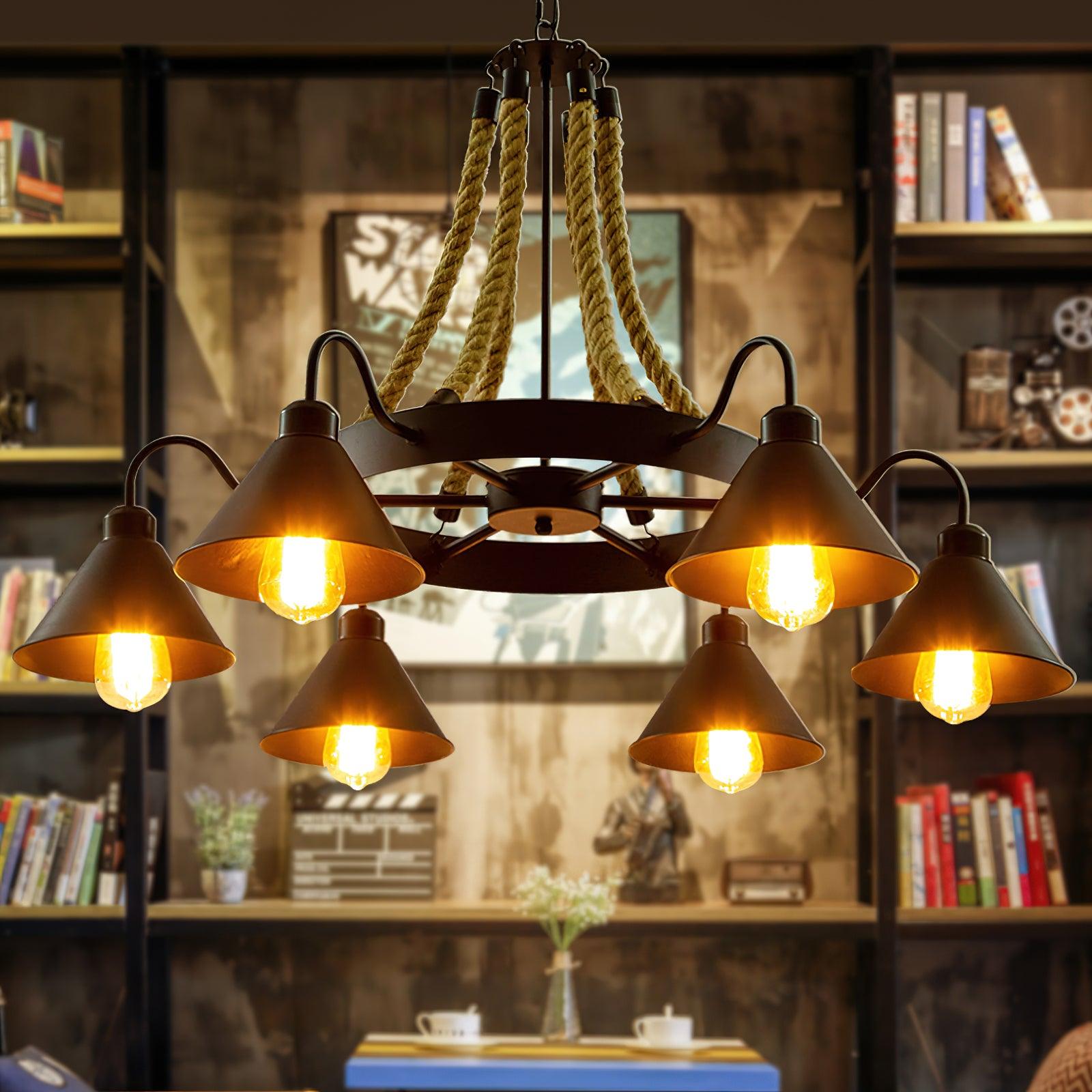 Hemp Rope Industrial Horn Chandelier - Lumpaz
