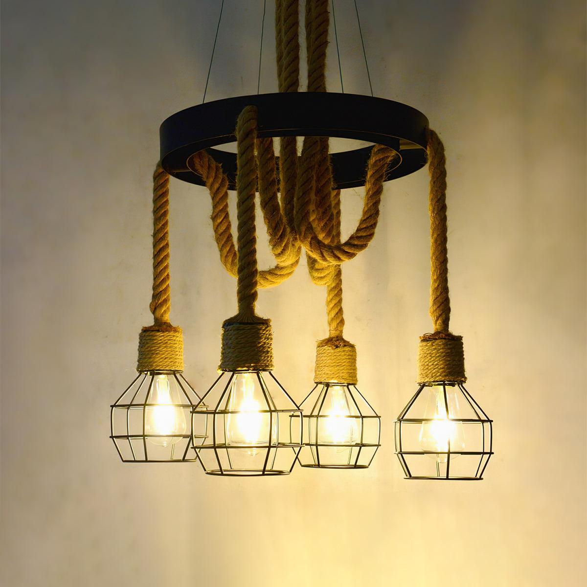 Hemp Rope Industrial Starfall Chandelier - Lumpaz