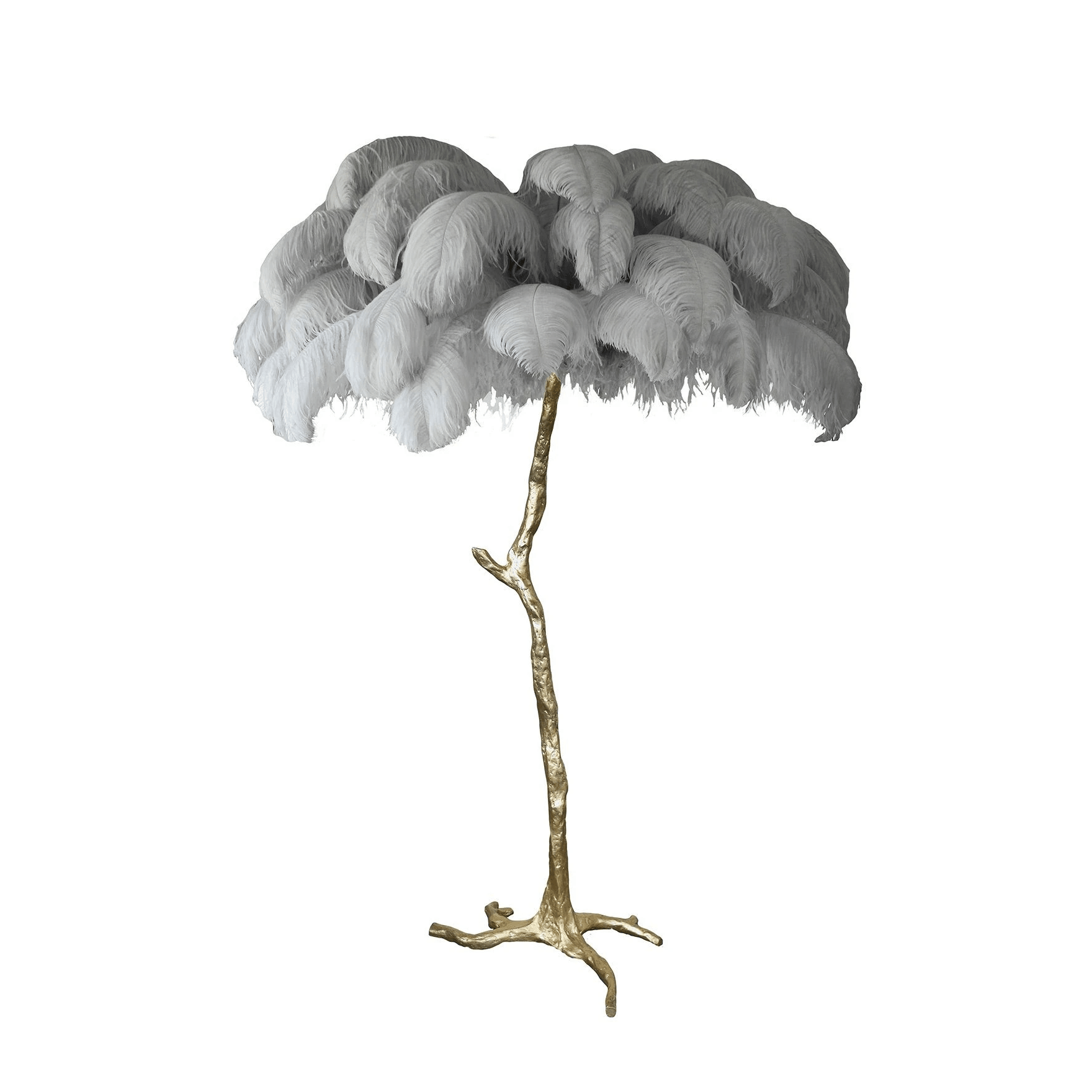 Ostrich Feather Brass Floor Lamp - Lumpaz
