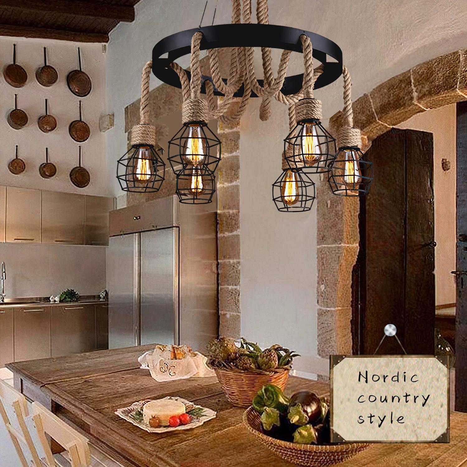 Hemp Rope Industrial Starfall Chandelier - Lumpaz