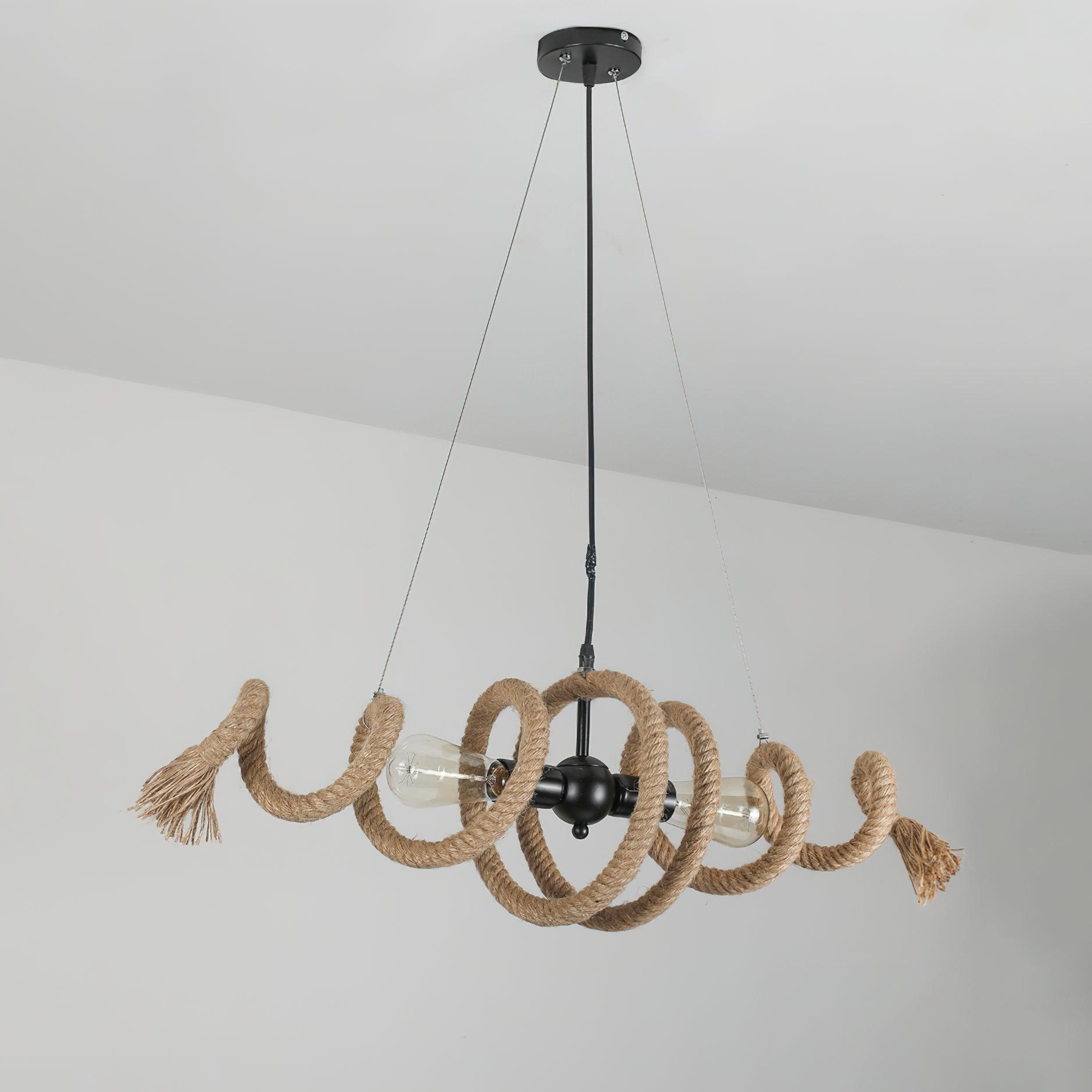 Hemp Rope Industrial Spiral Chandelier - Lumpaz