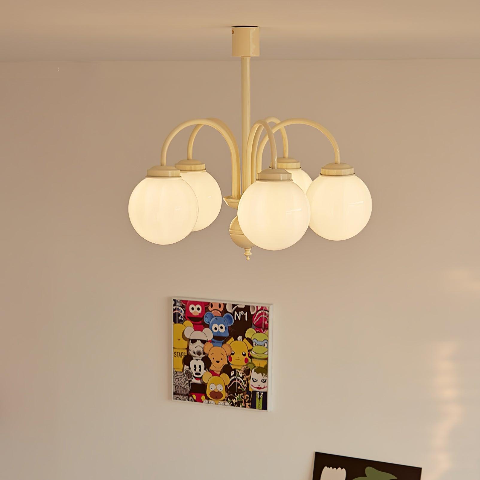 Cream Glass Sphere Chandelier - Lumpaz