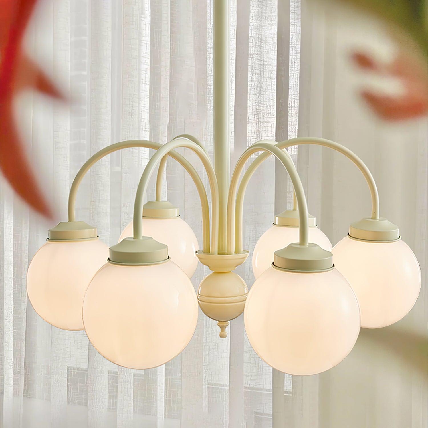 Cream Glass Sphere Chandelier - Lumpaz