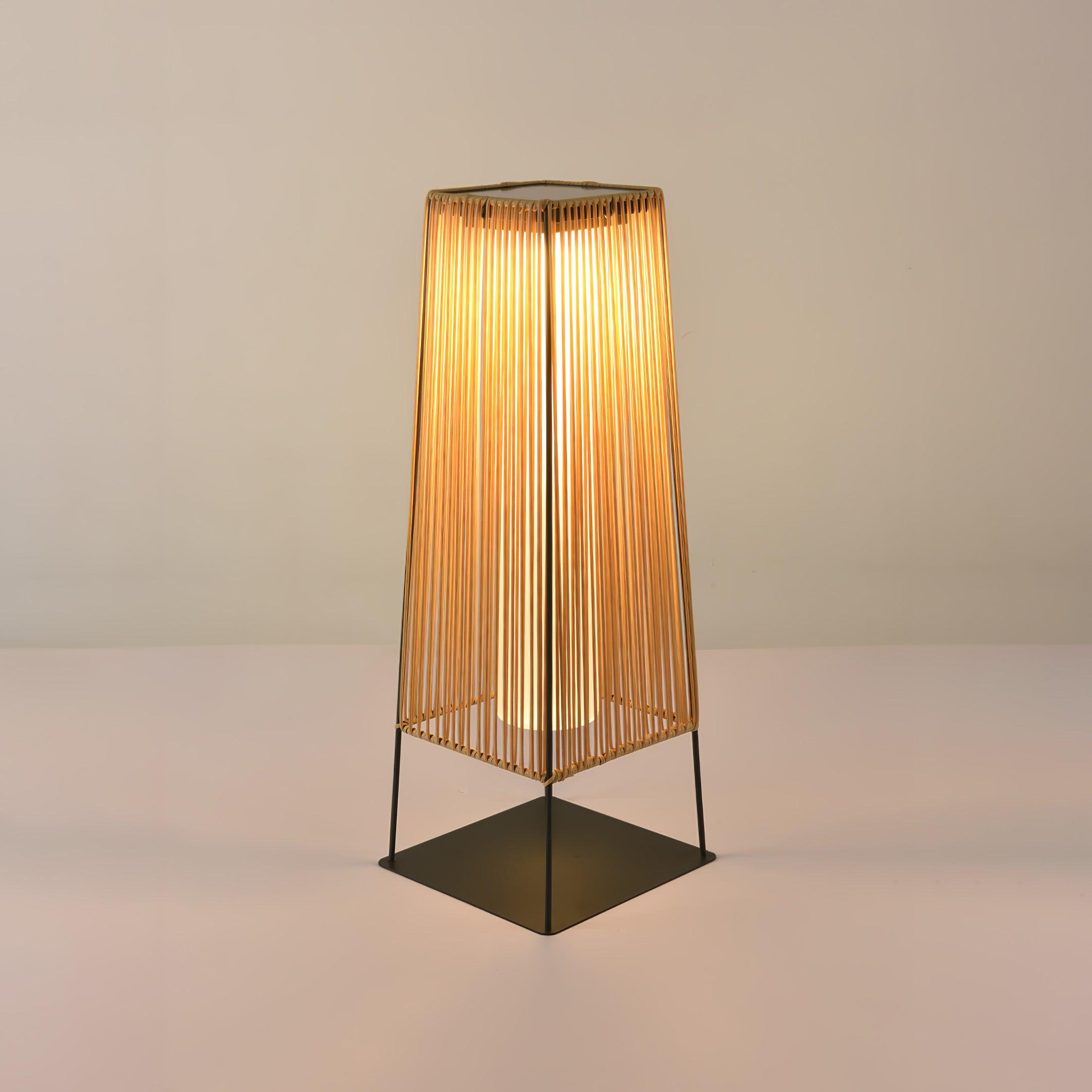 Plastic Rattan Outdoor Post Light with Solar Panel - Lumpaz