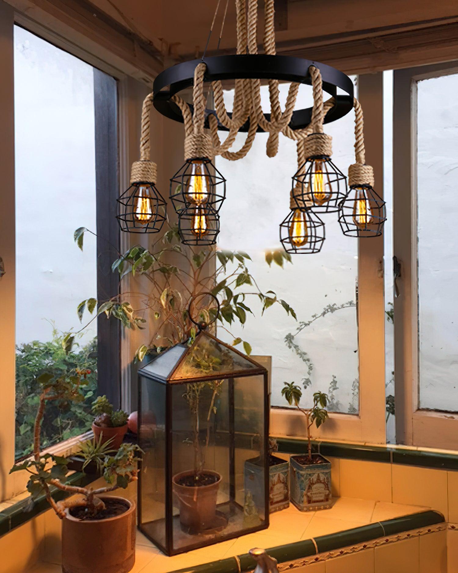 Hemp Rope Industrial Starfall Chandelier - Lumpaz
