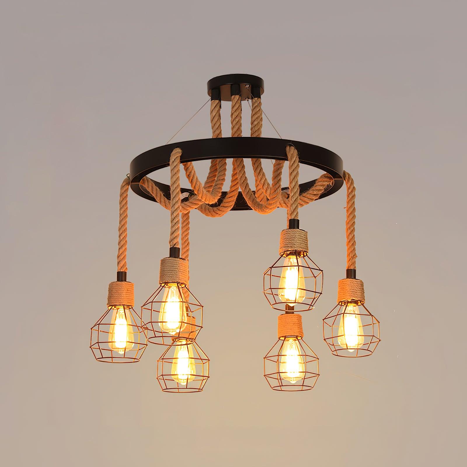 Hemp Rope Industrial Starfall Chandelier - Lumpaz