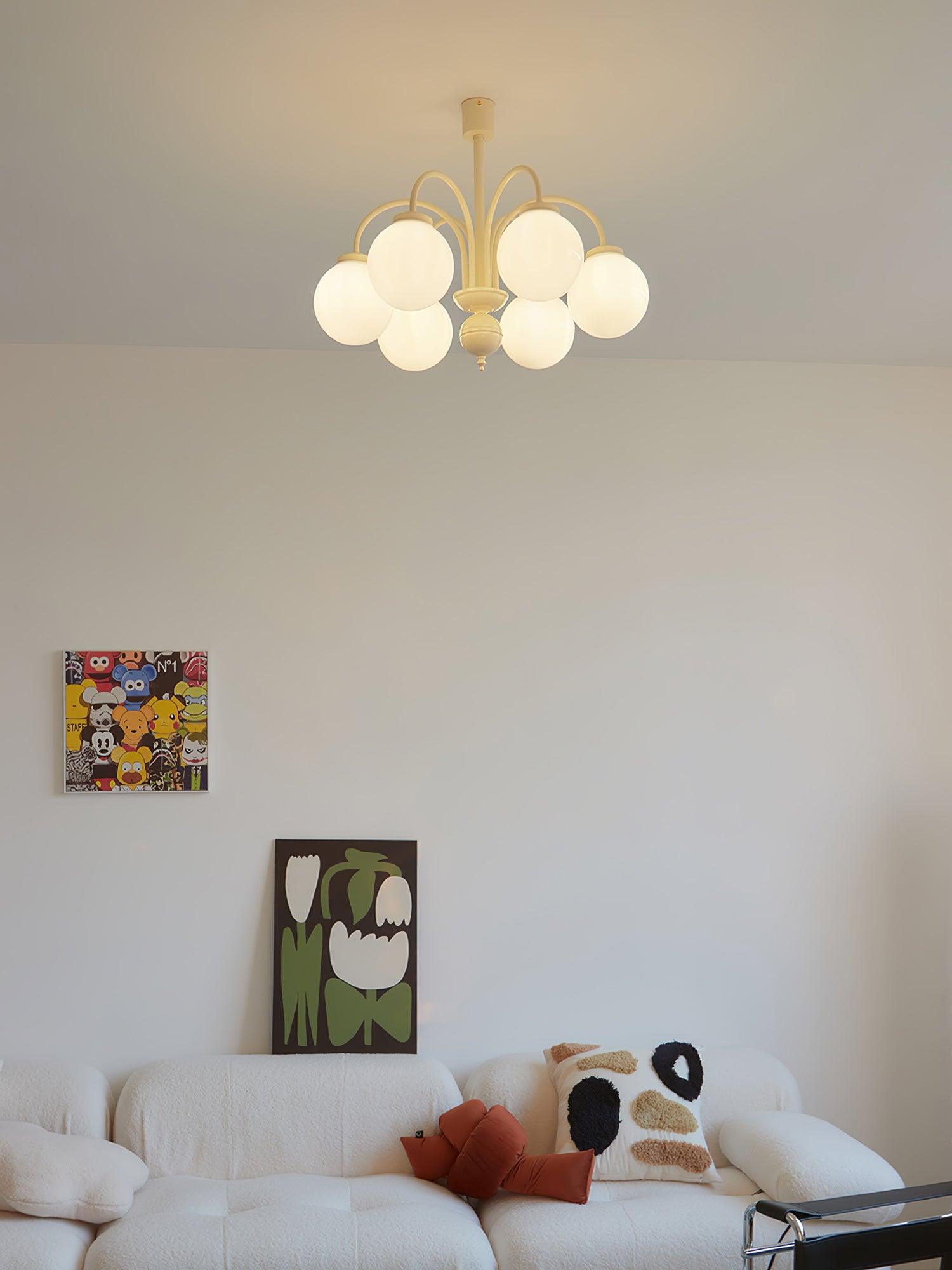 Cream Glass Sphere Chandelier - Lumpaz