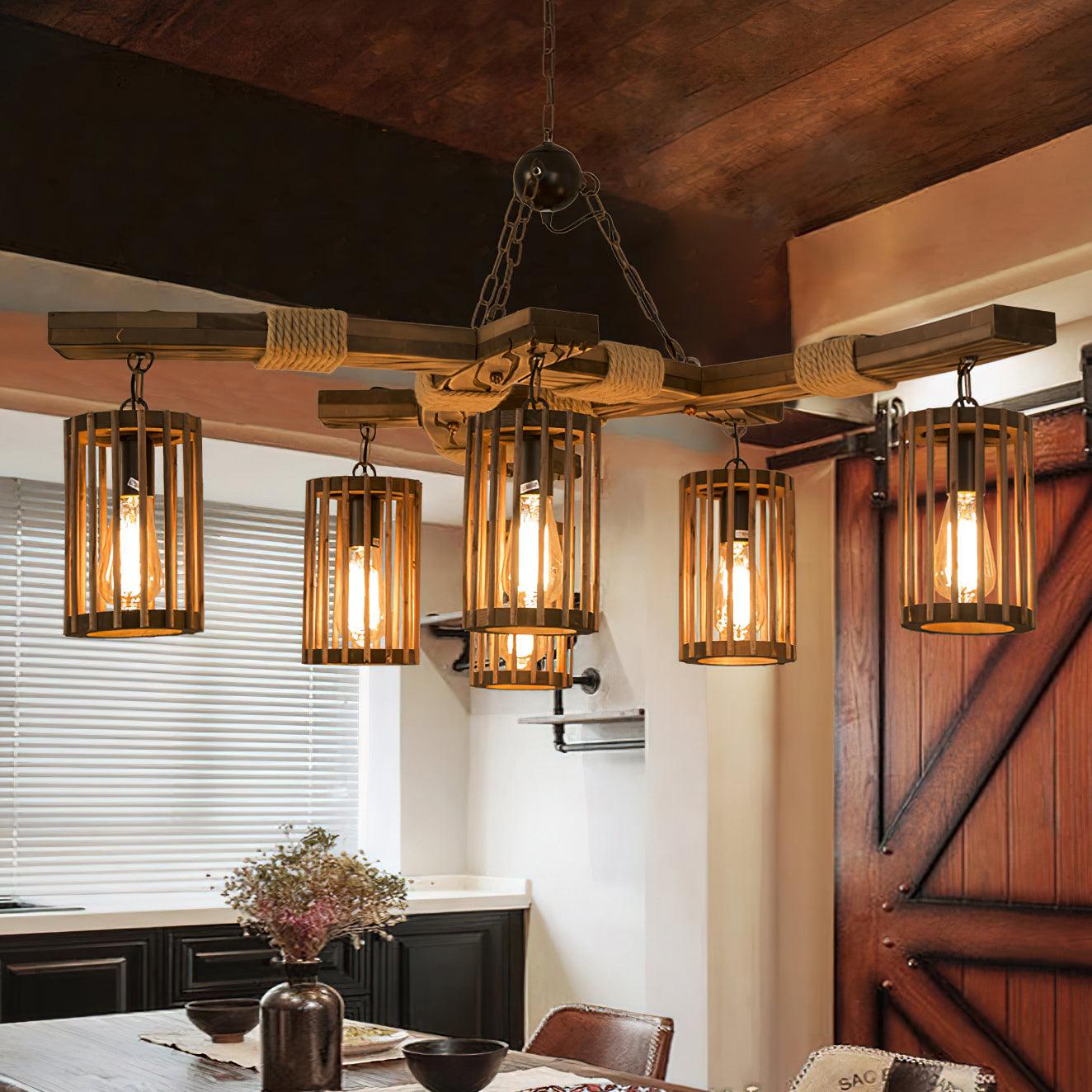 Retro Solid Wood Chandelier - Lumpaz