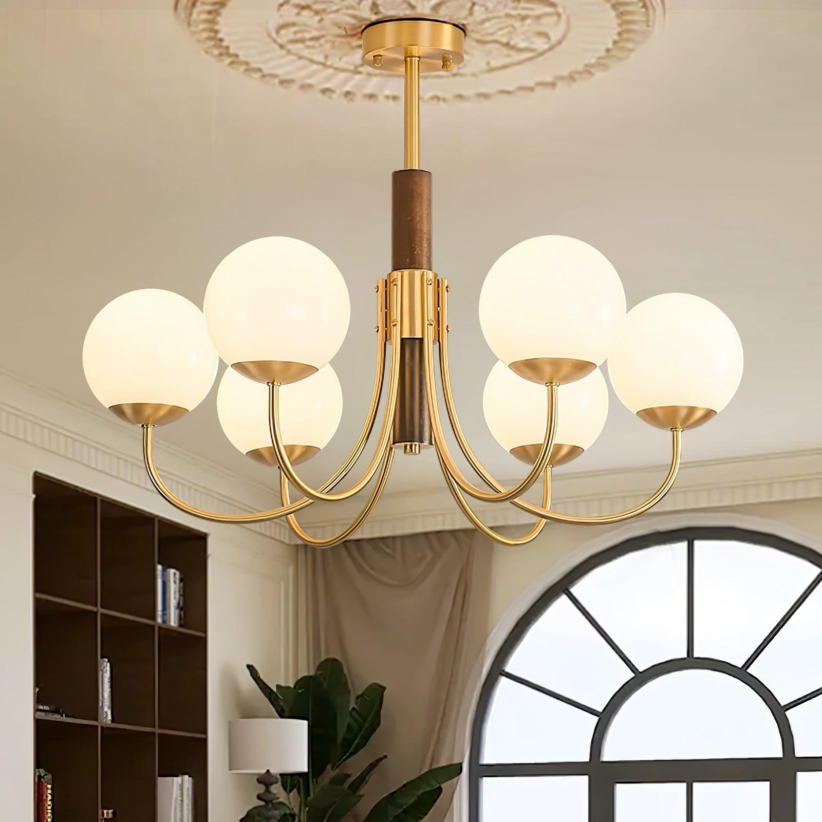 Midas Touch Walnut Sphere Chandelier - Lumpaz