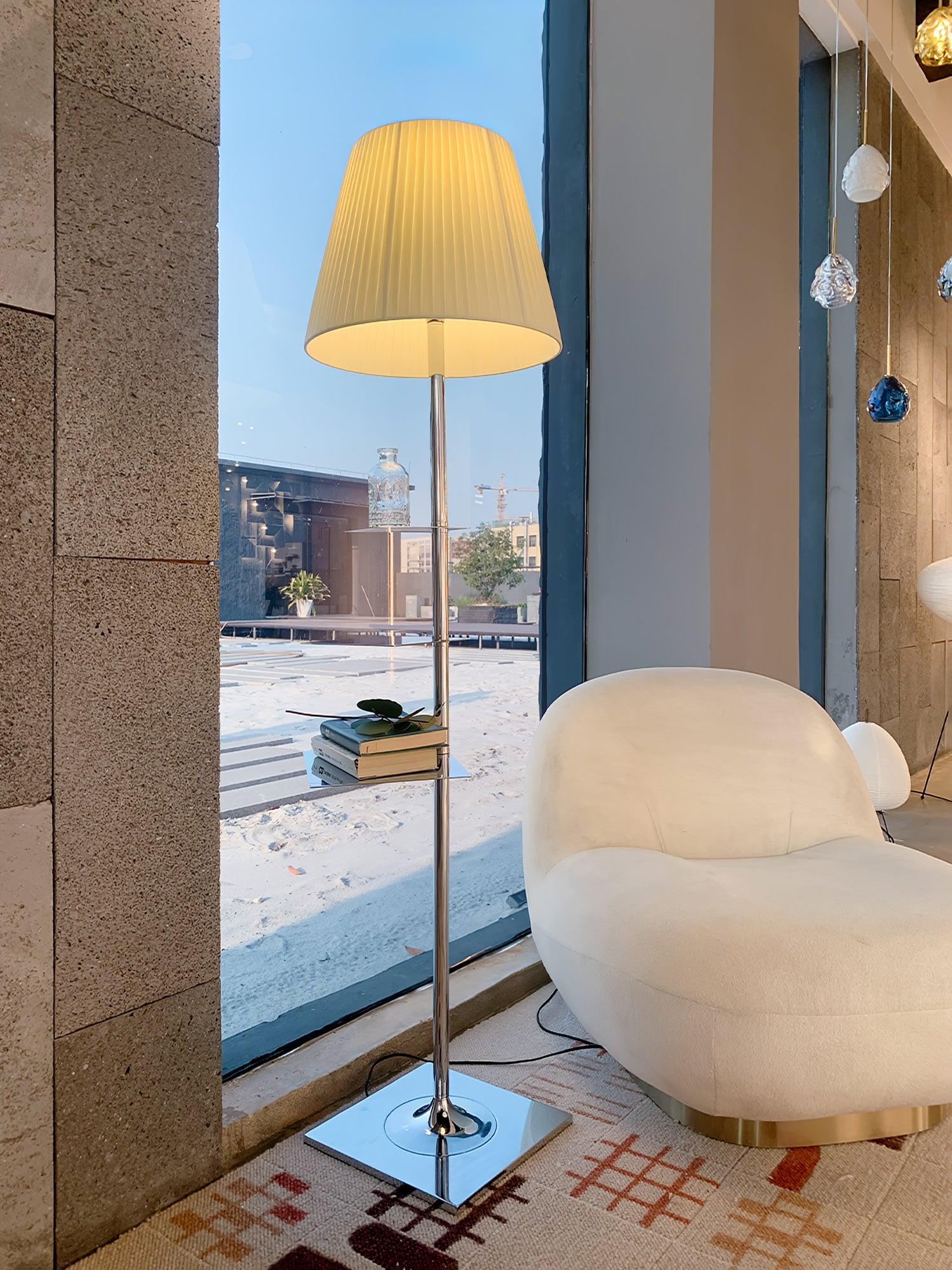 Chrome Prism Side Table Floor Lamp - Lumpaz