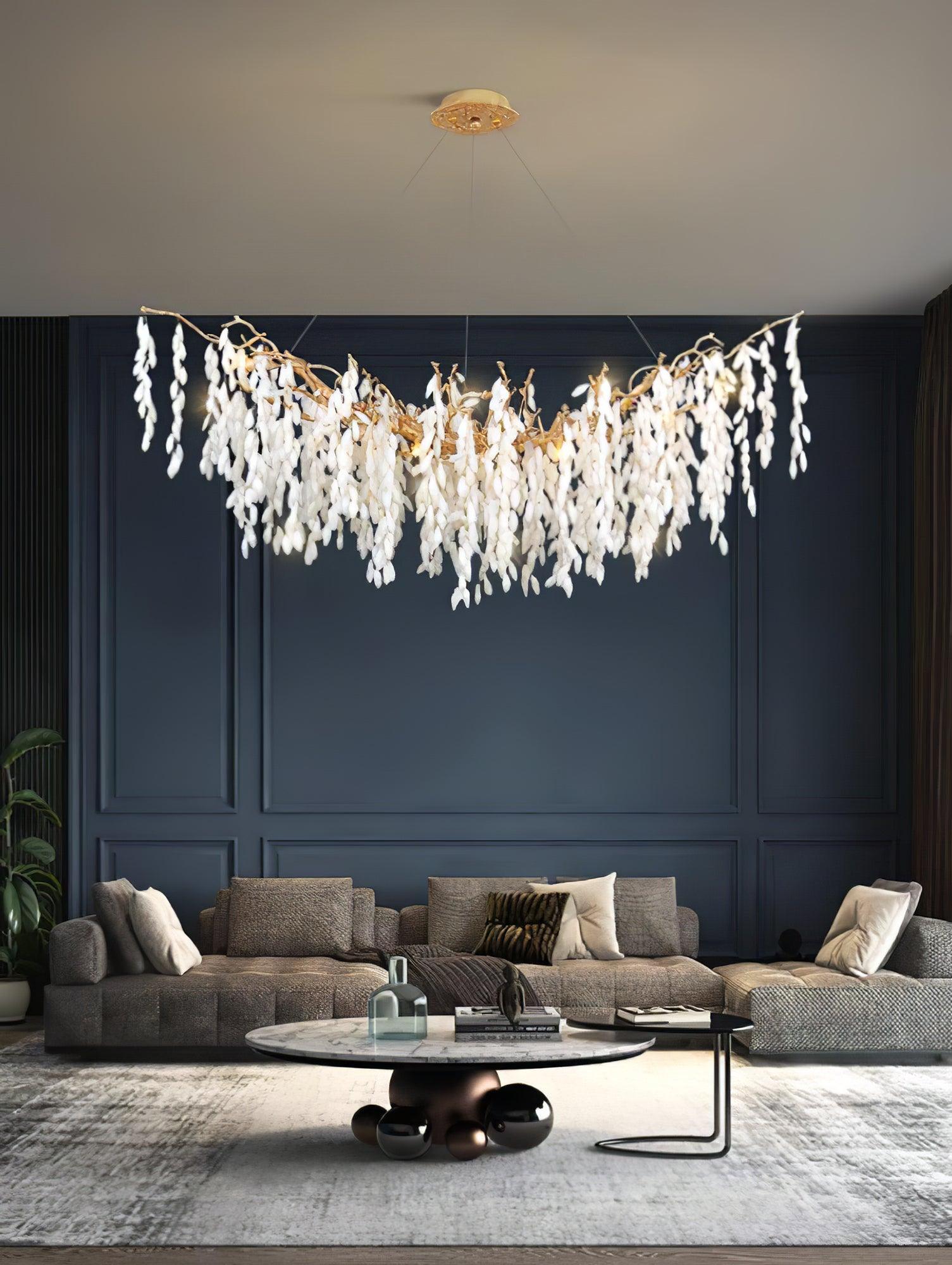 White Jade Branch Brass Chandelier - Lumpaz