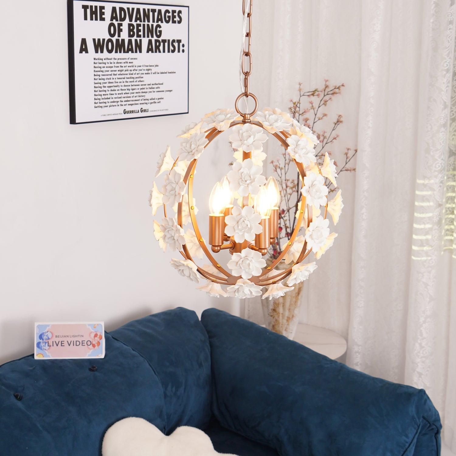 Bianca Floral Orb Chandelier - Lumpaz