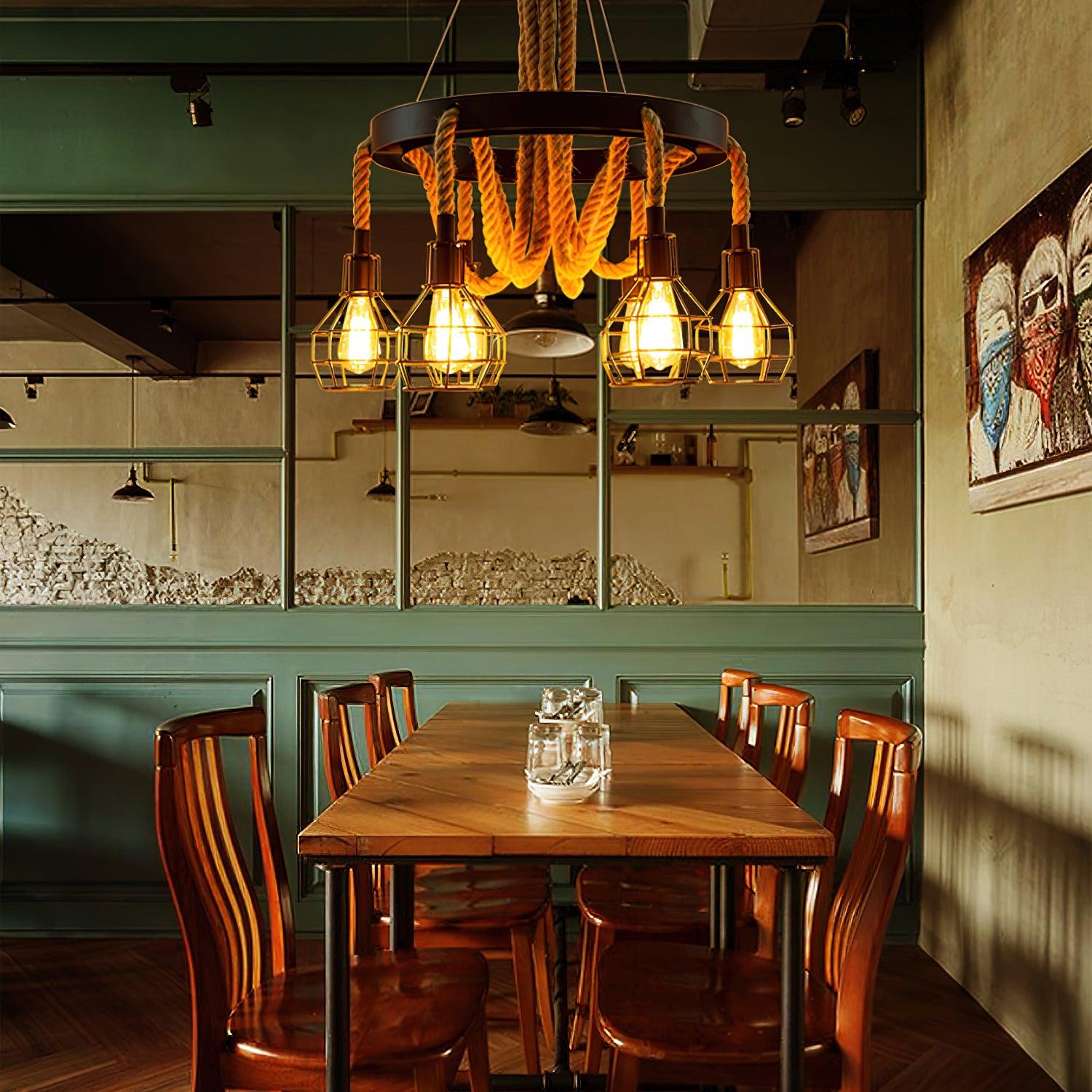 Hemp Rope Industrial Starfall Chandelier - Lumpaz